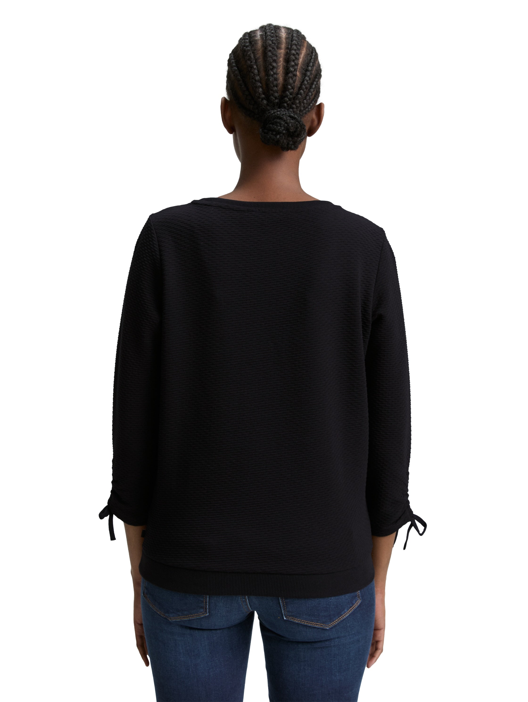 Tom Tailor Black Sweater With Gathered Sleeves