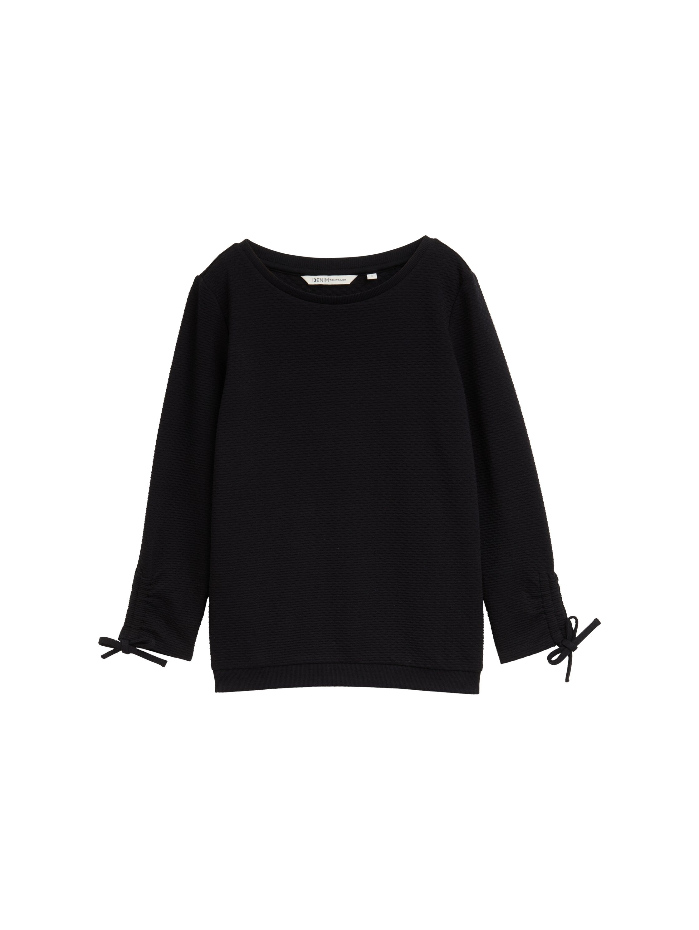 Tom Tailor Black Sweater With Gathered Sleeves