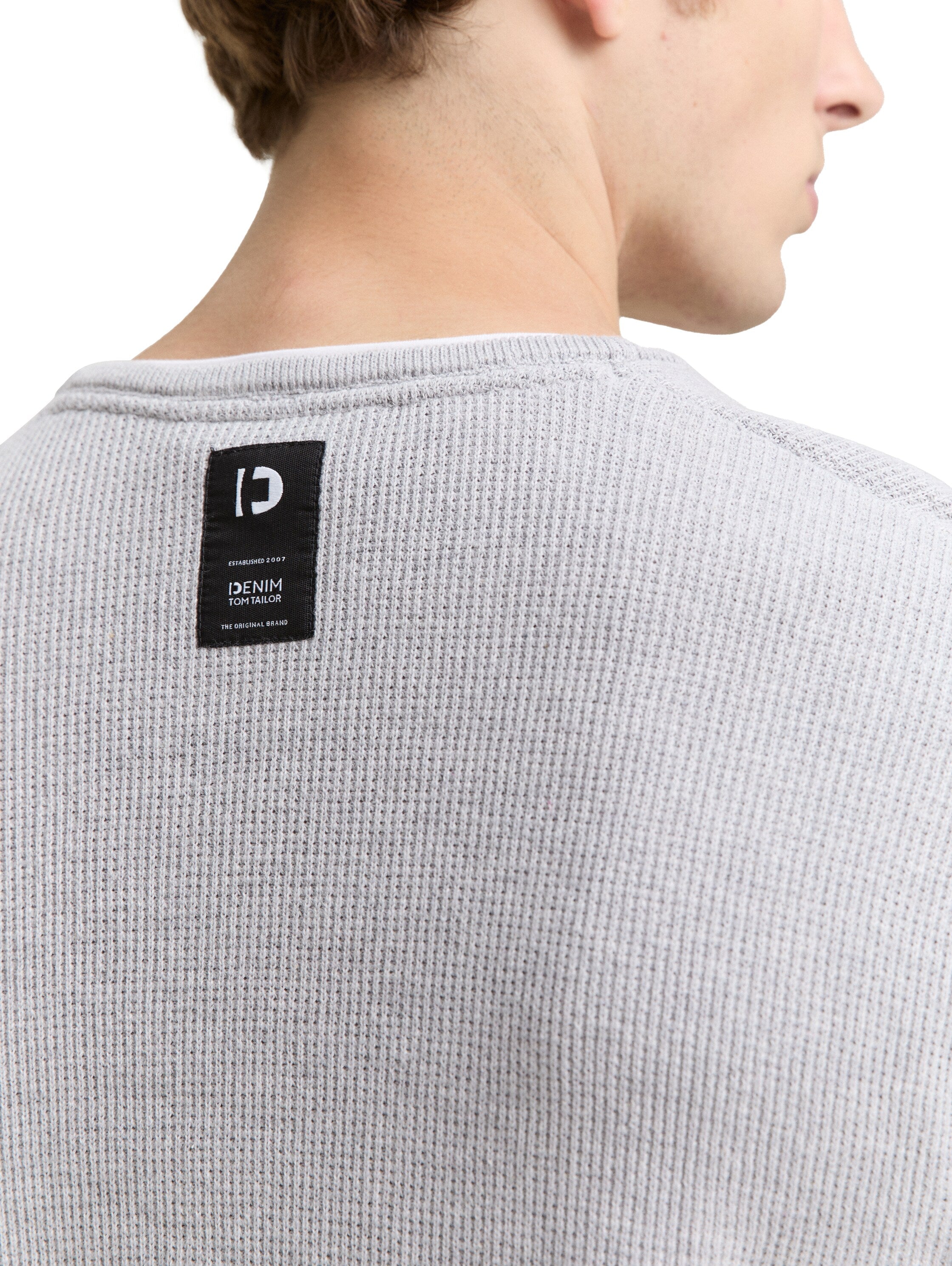 Tom Tailor 2-in-1 Light Stone Grey Pullover Made of Cotton