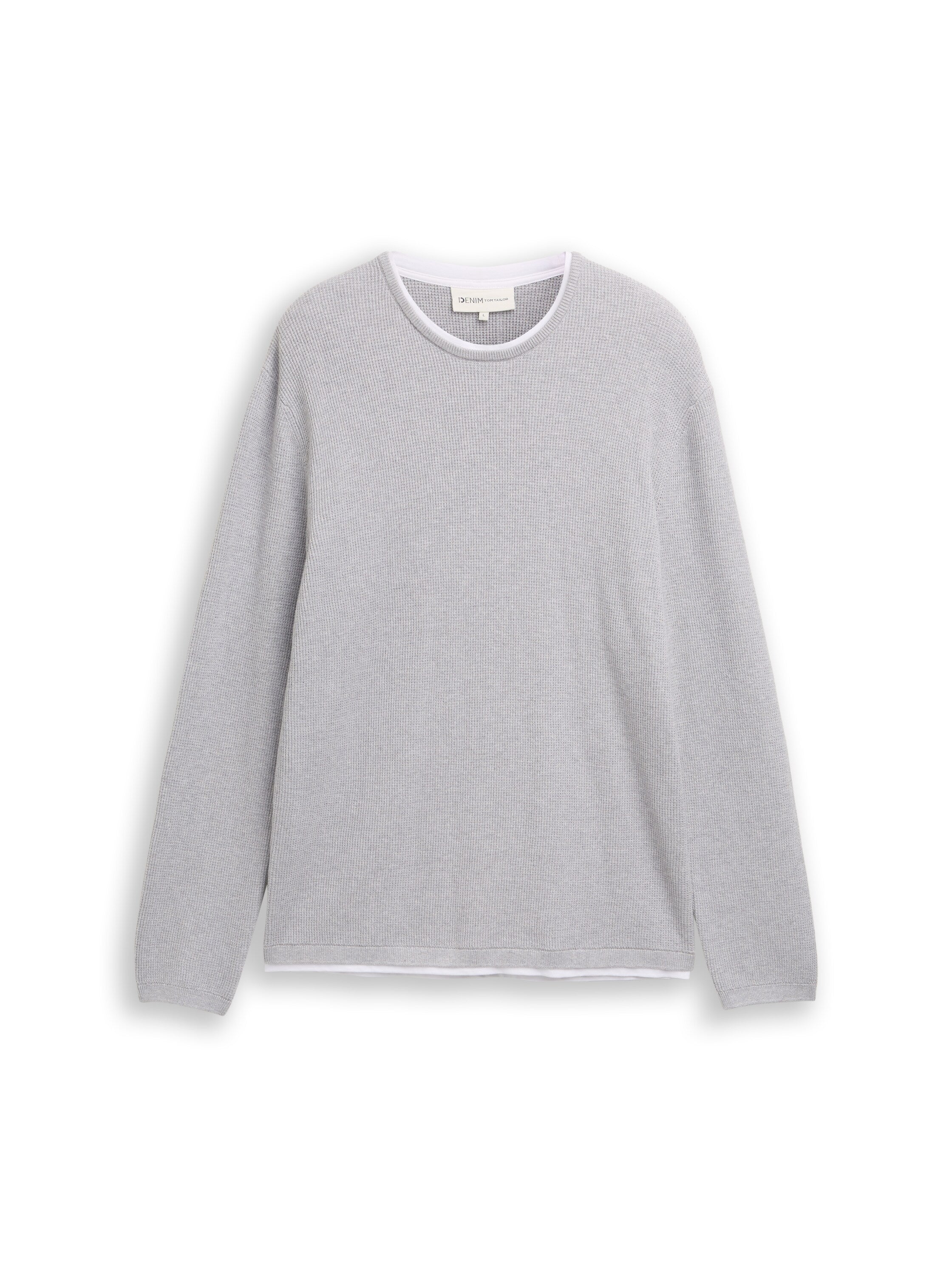 Tom Tailor 2-in-1 Light Stone Grey Pullover Made of Cotton