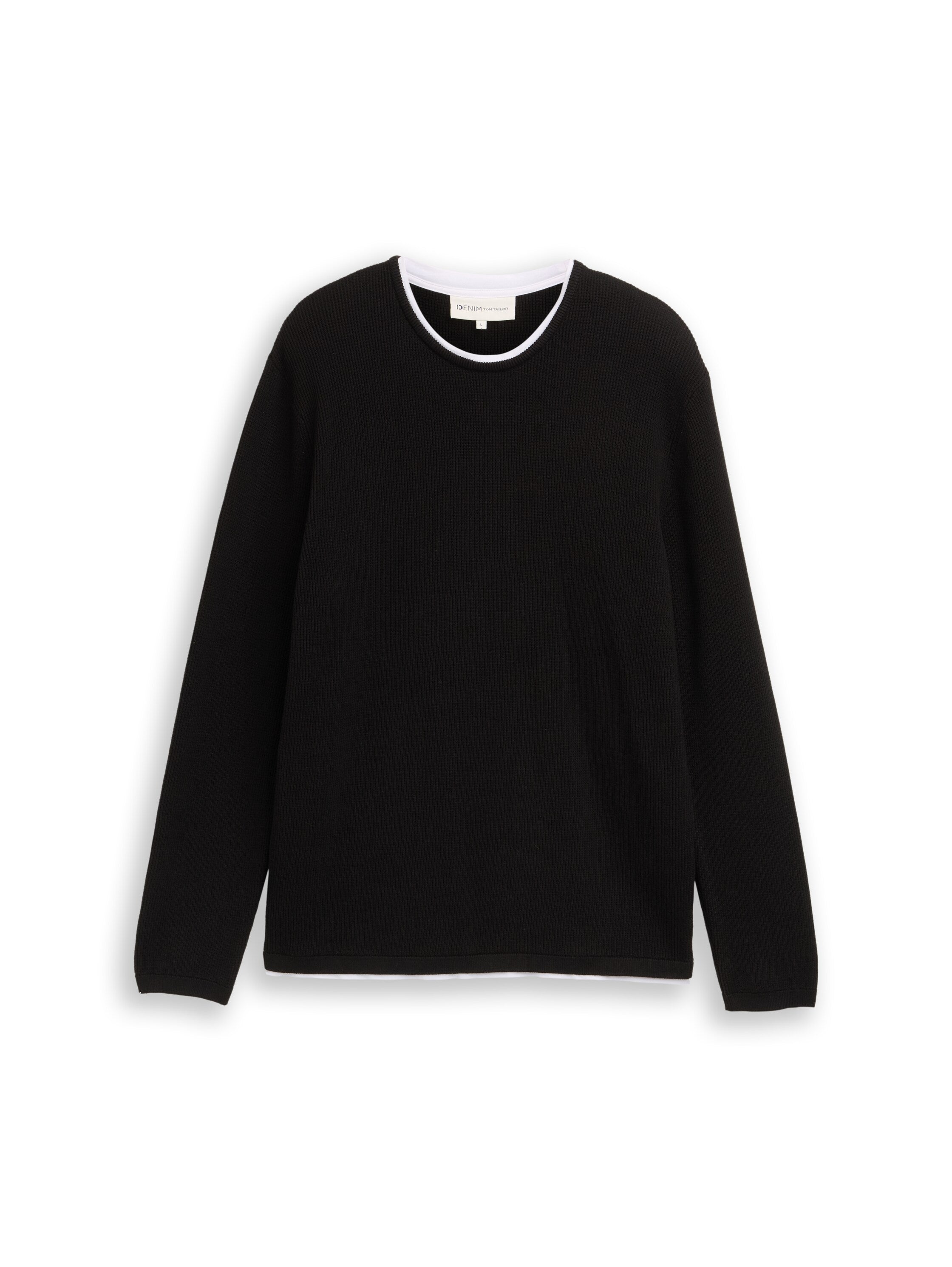 Tom Tailor 2-in-1 Black Pullover Made of Cotton