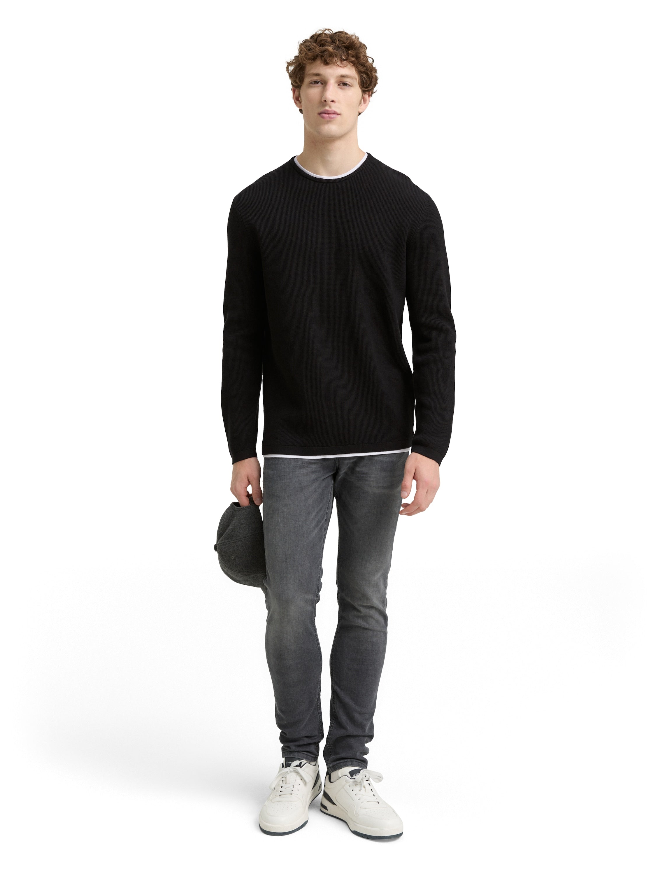 Tom Tailor 2-in-1 Black Pullover Made of Cotton