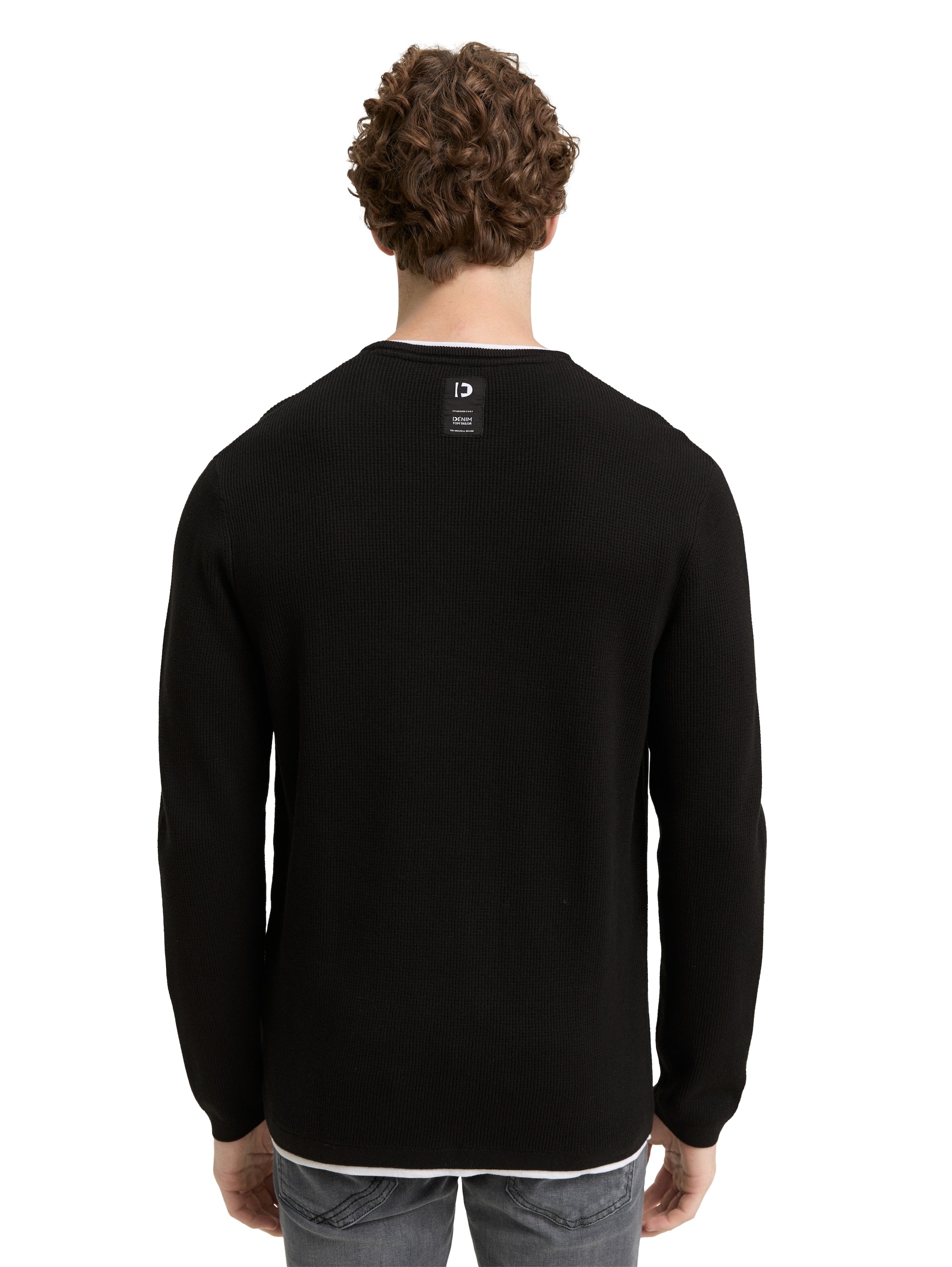 Tom Tailor 2-in-1 Black Pullover Made of Cotton