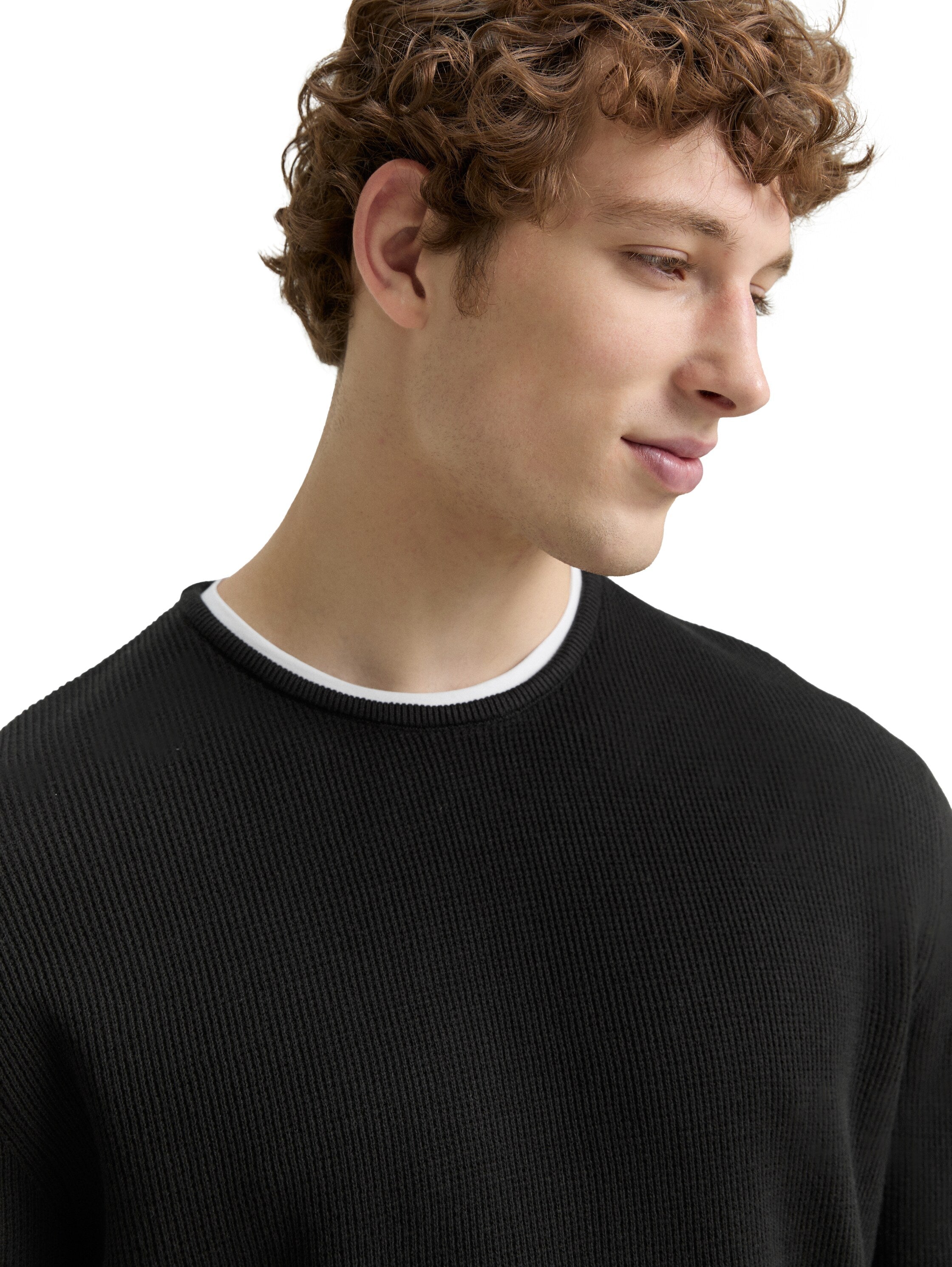 Tom Tailor 2-in-1 Black Pullover Made of Cotton
