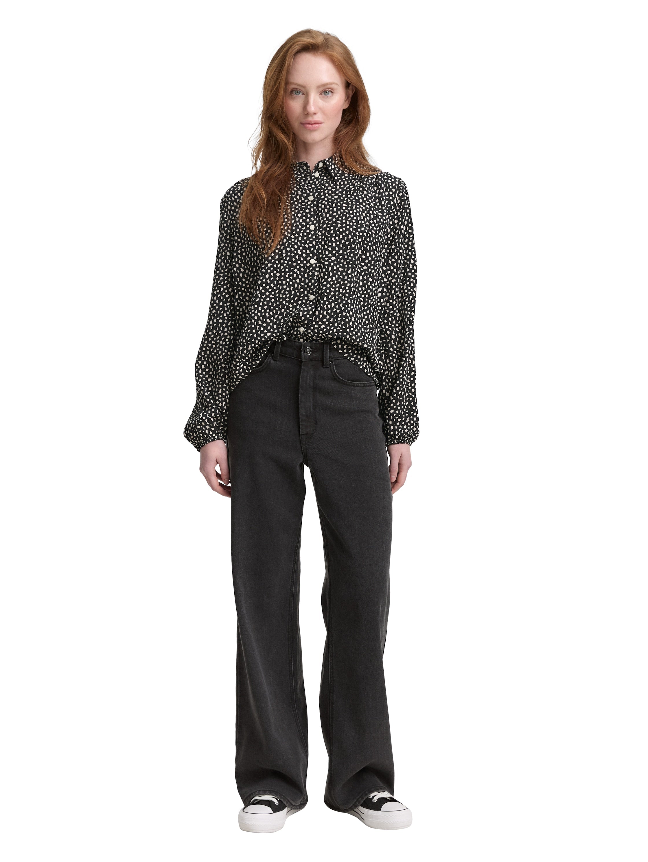 Tom Tailor Black And White Dotted Print Shirt