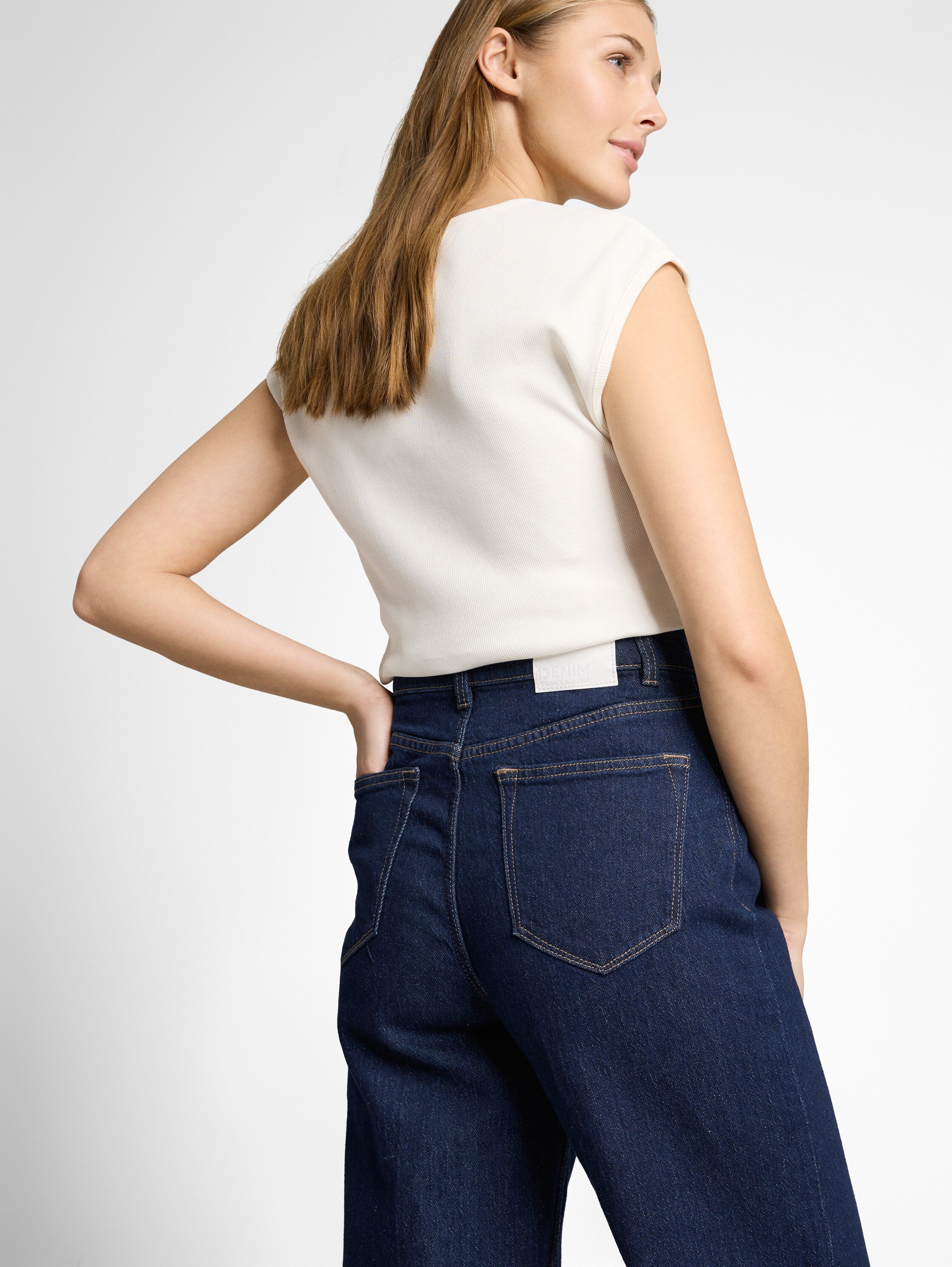 Tom Tailor Dark Blue Wide High Waisted Jeans With Turn Ups