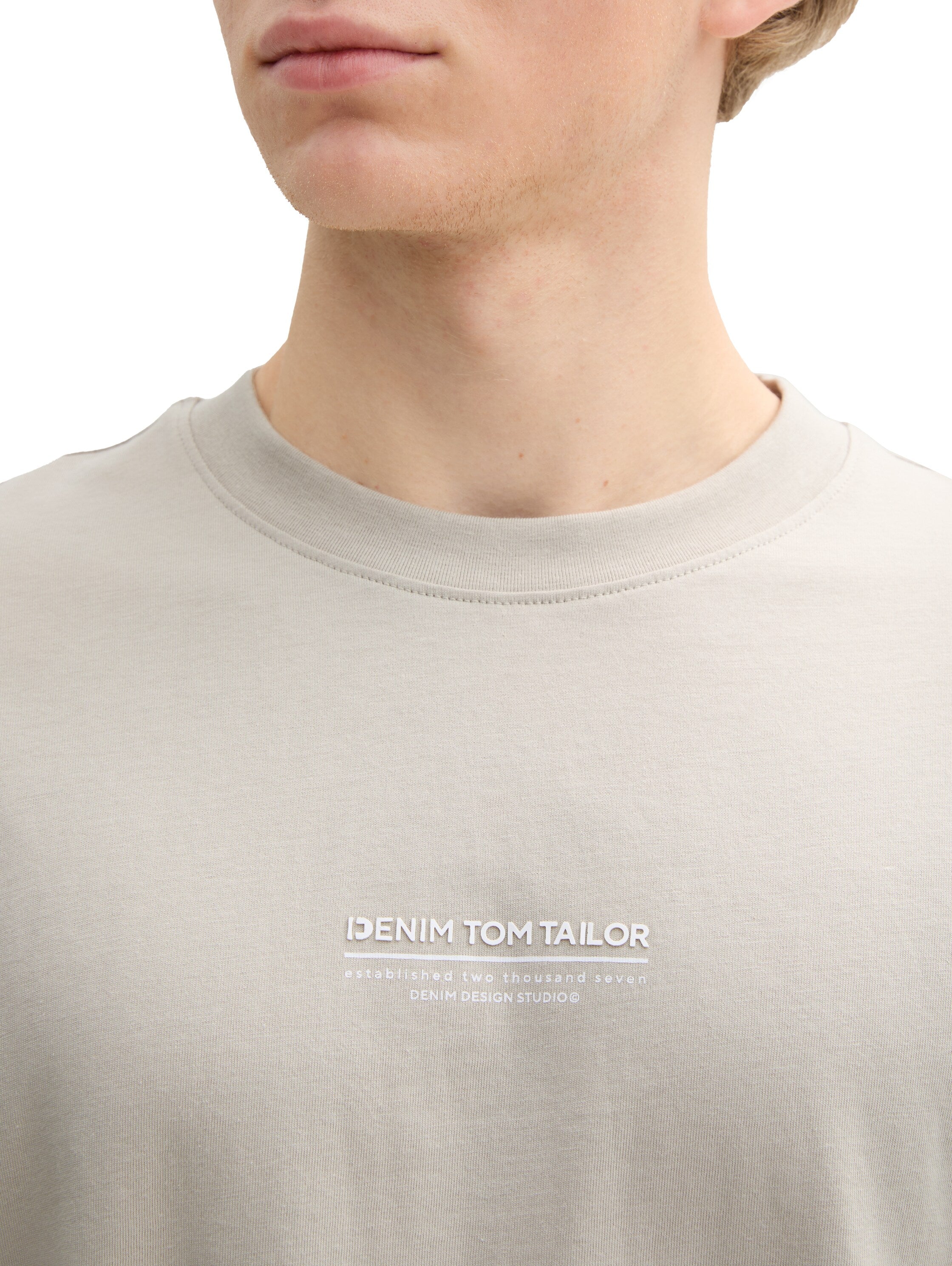 Tom Tailor Relaxed Fit Cotton Light Dove Grey T-shirt