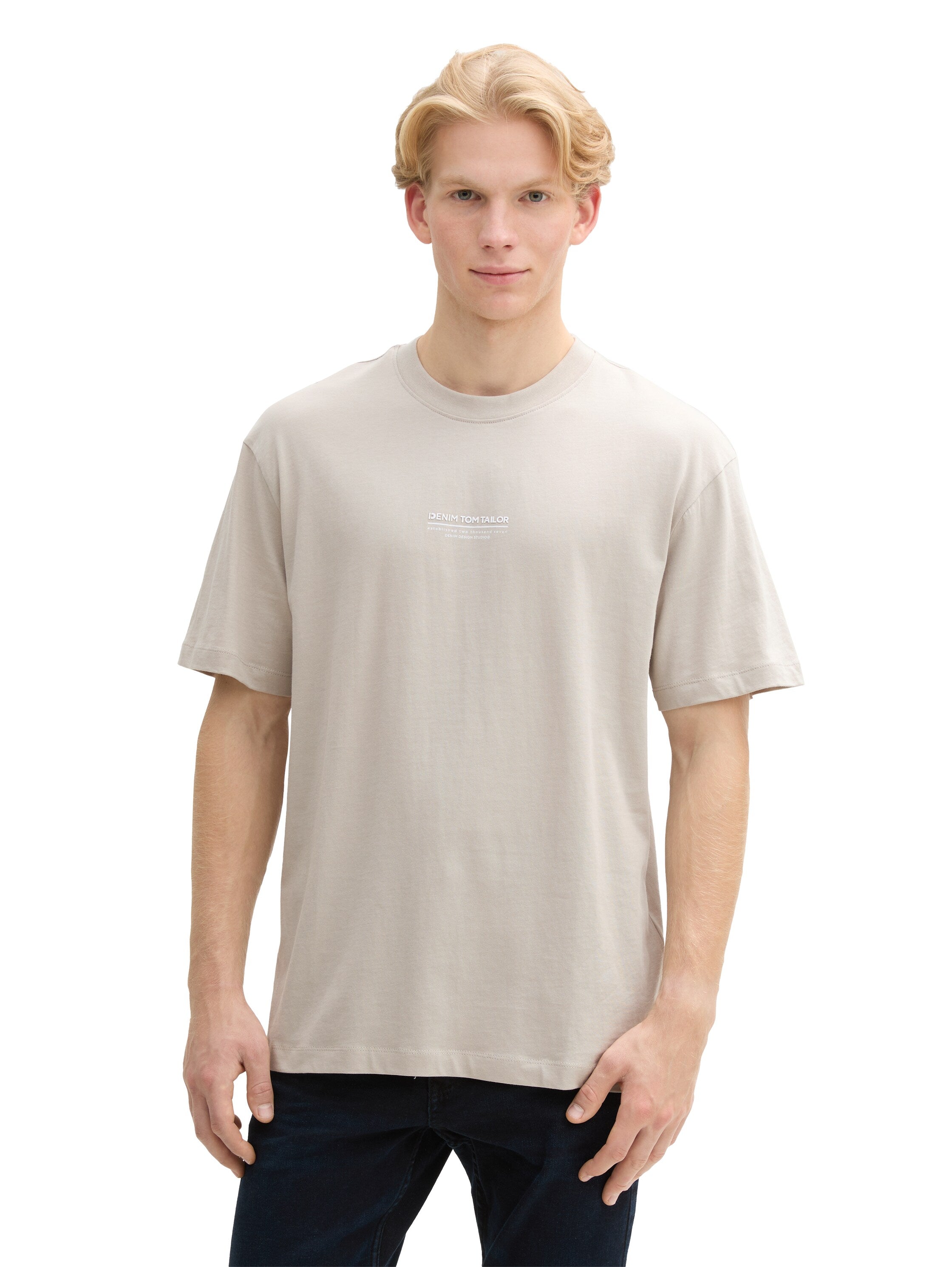 Tom Tailor Relaxed Fit Cotton Light Dove Grey T-shirt