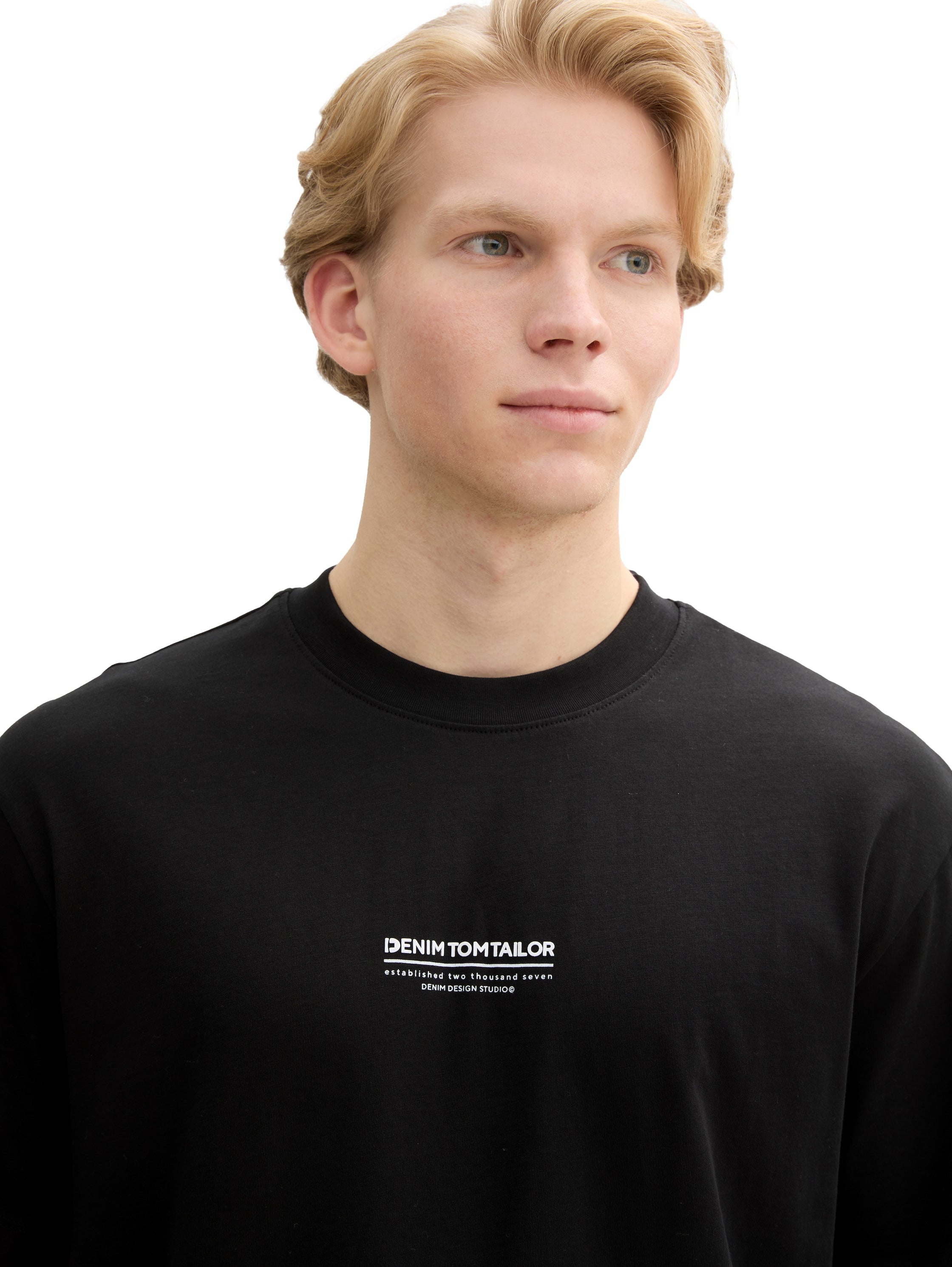 Tom Tailor Relaxed Fit Cotton Black T-shirt