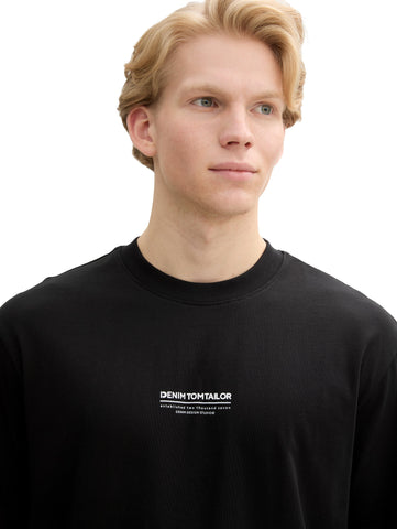 Tom Tailor Relaxed Fit Cotton Black T-shirt