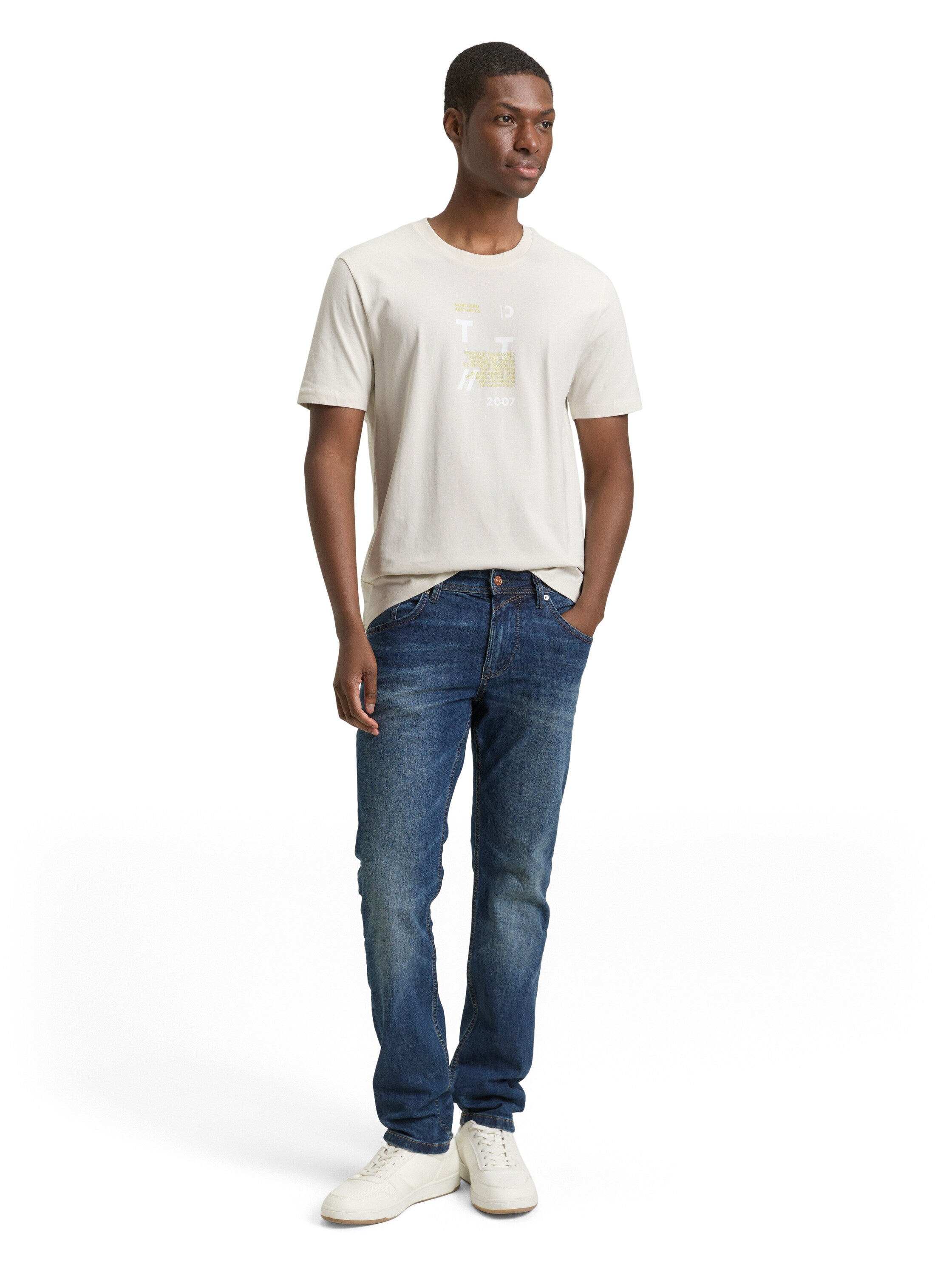 Tom Tailor Off White Short Sleeved T-Shirt