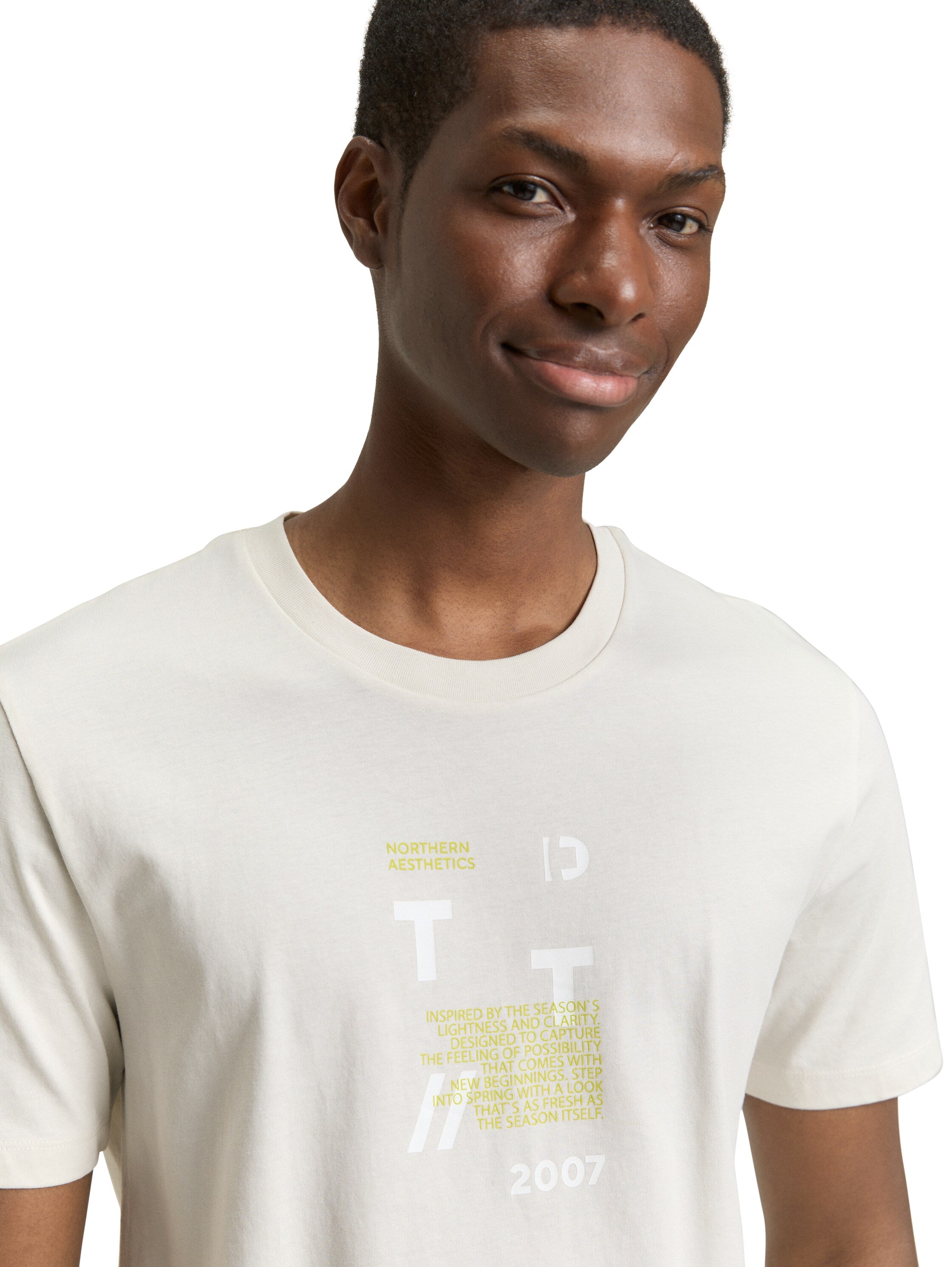 Tom Tailor Off White Short Sleeved T-Shirt