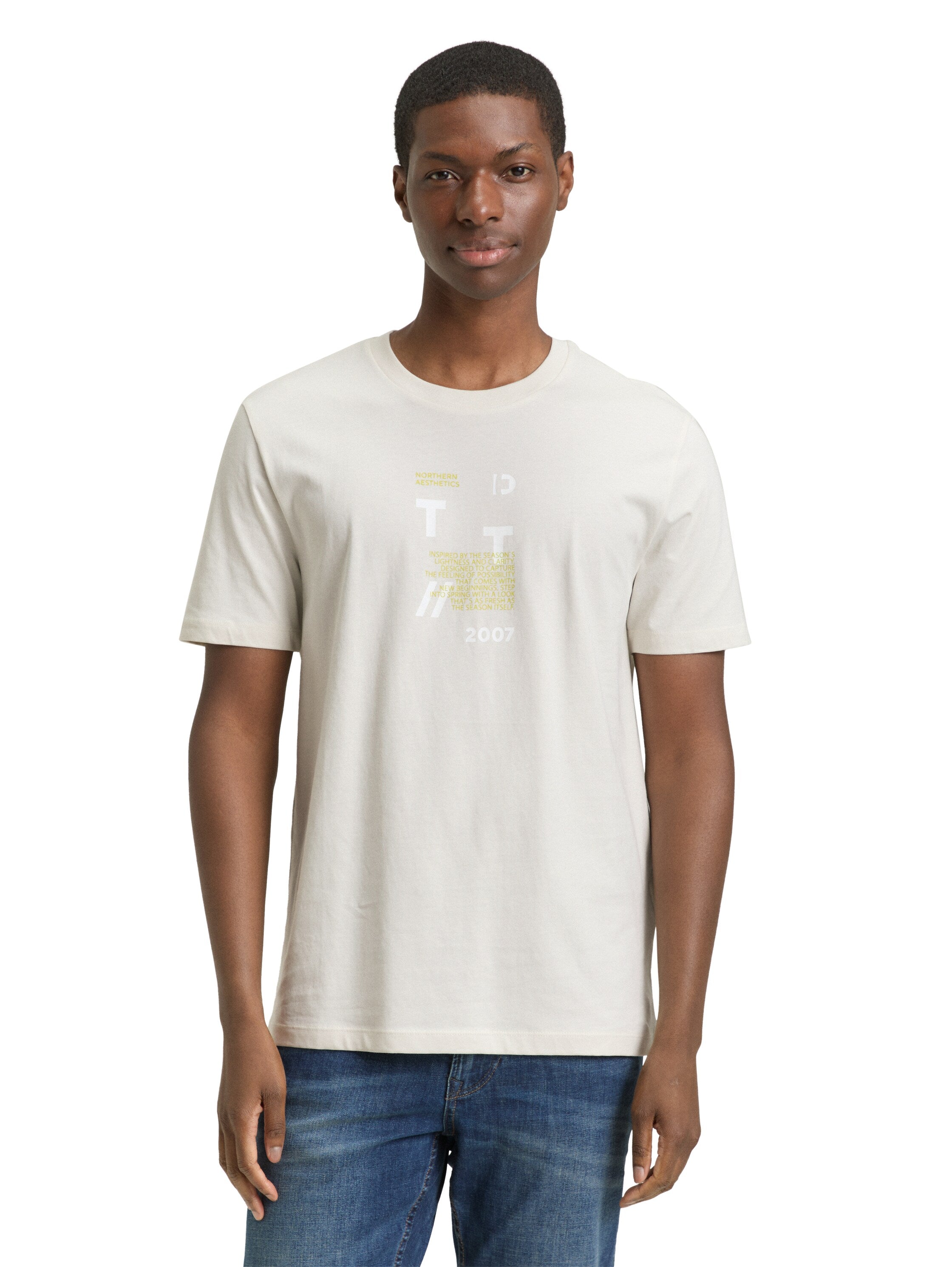 Tom Tailor Off White Short Sleeved T-Shirt