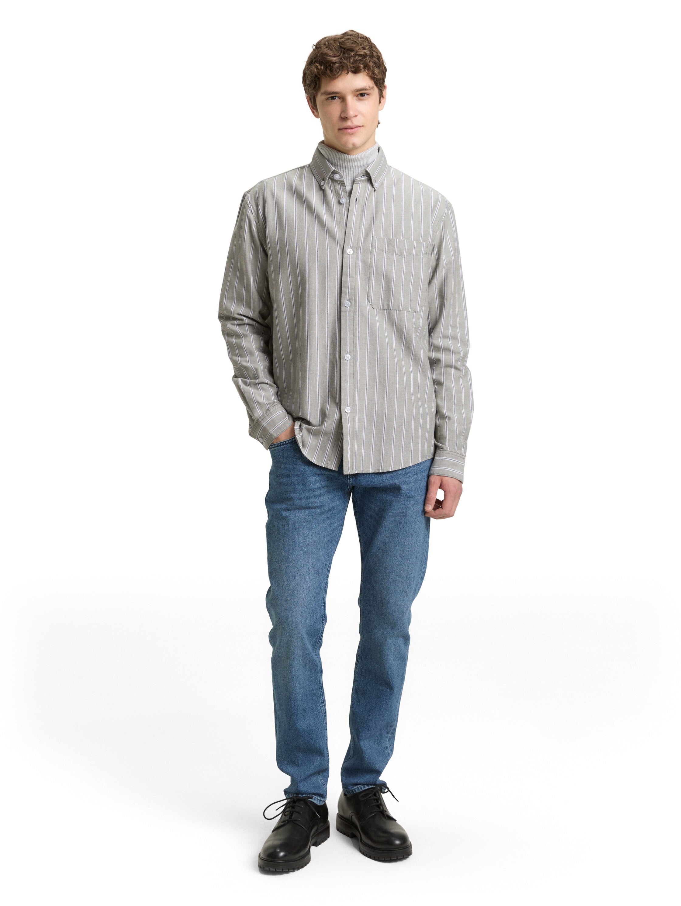 Tom Tailor Relaxed Fit Olive Shirt with Striped Design
