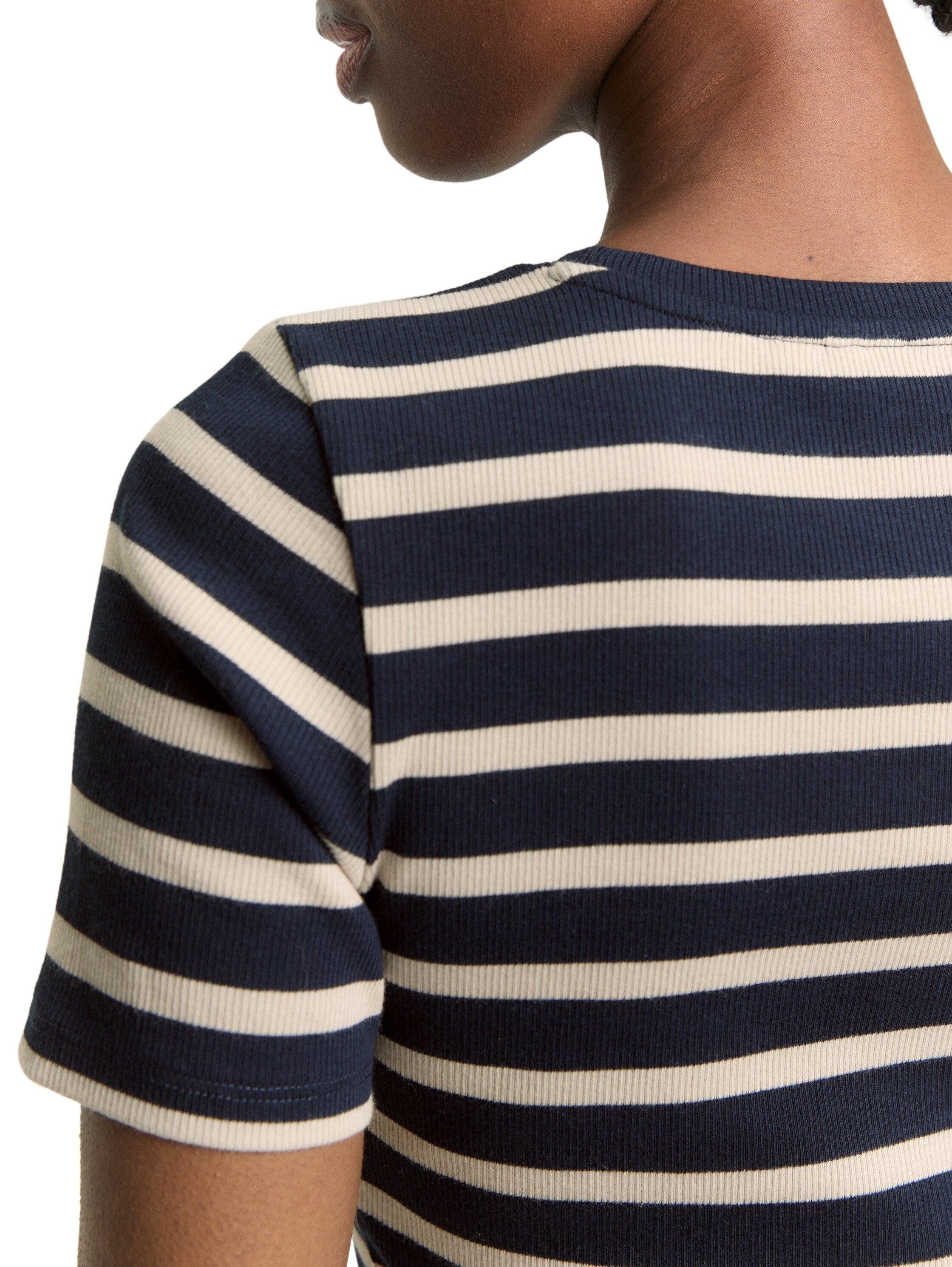 Tom Tailor Navy Grey Stripe Slim Fit T-Shirt