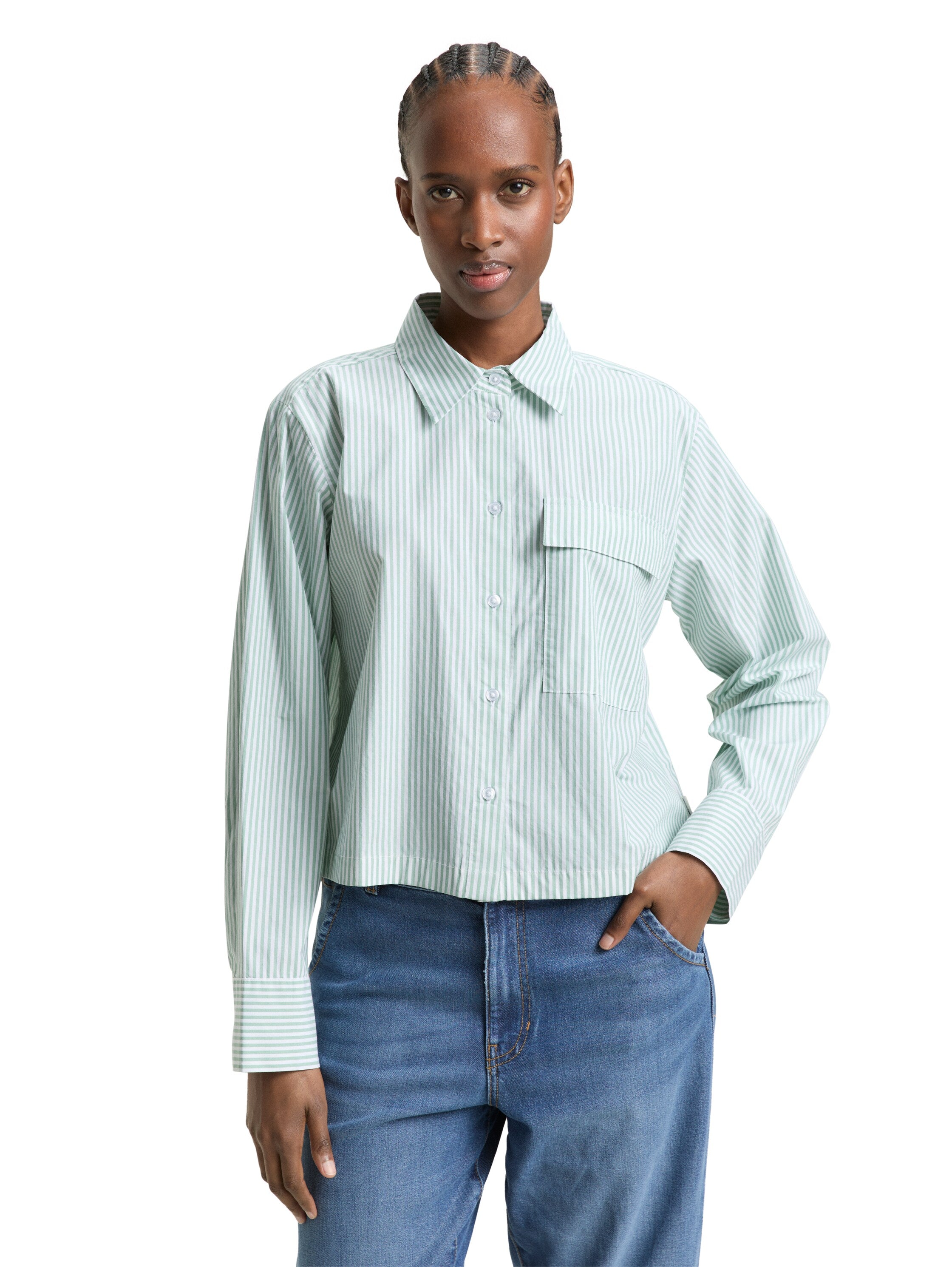 Tom Tailor Green White Stripes Shirt