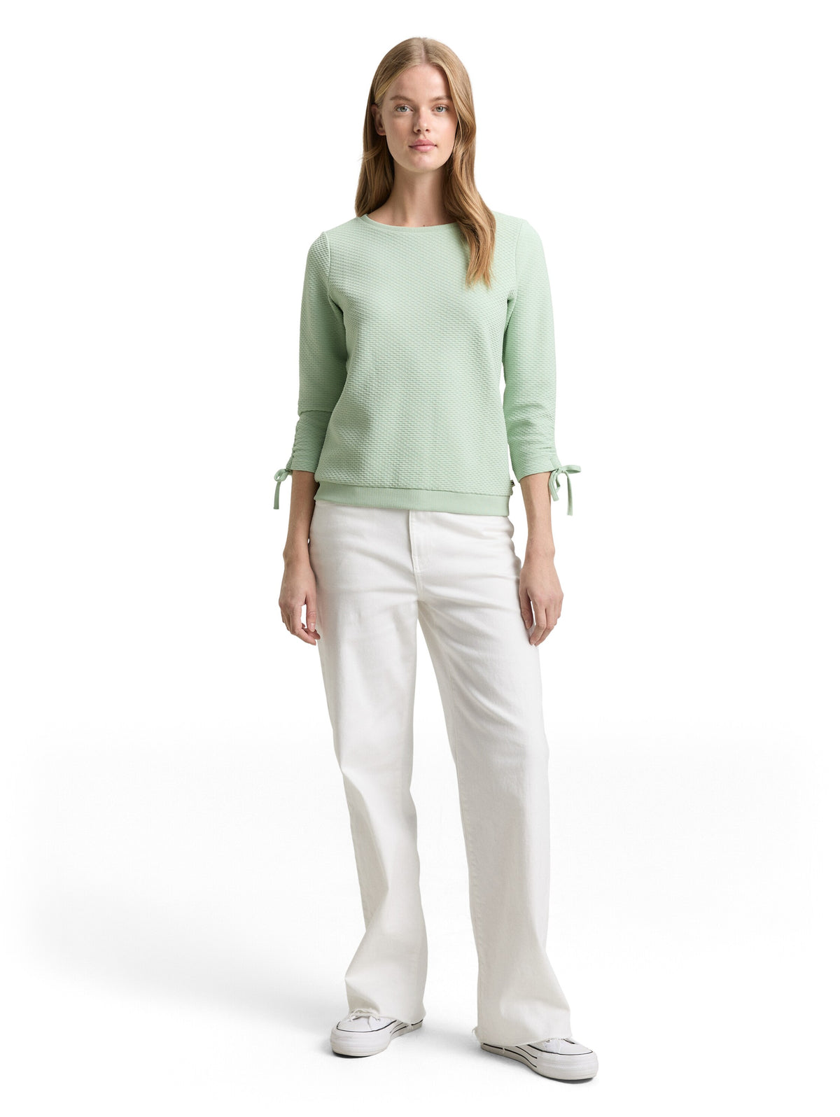Tom Tailor Silver Cloud Blue Slim-Fit Sweatshirt with Gathered Sleeved