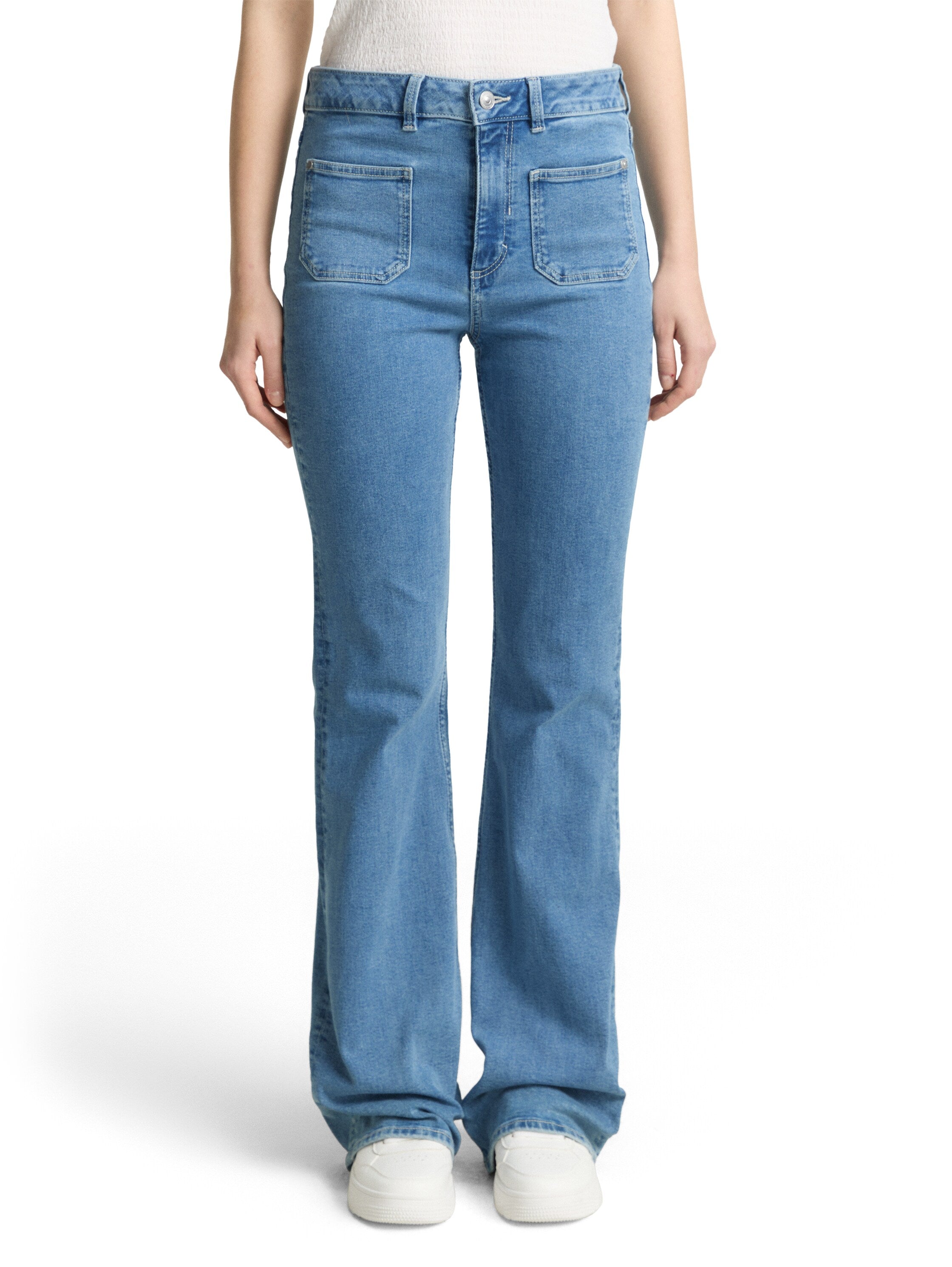 Tom Tailor Blue Flared Jeans with Patch Pockets