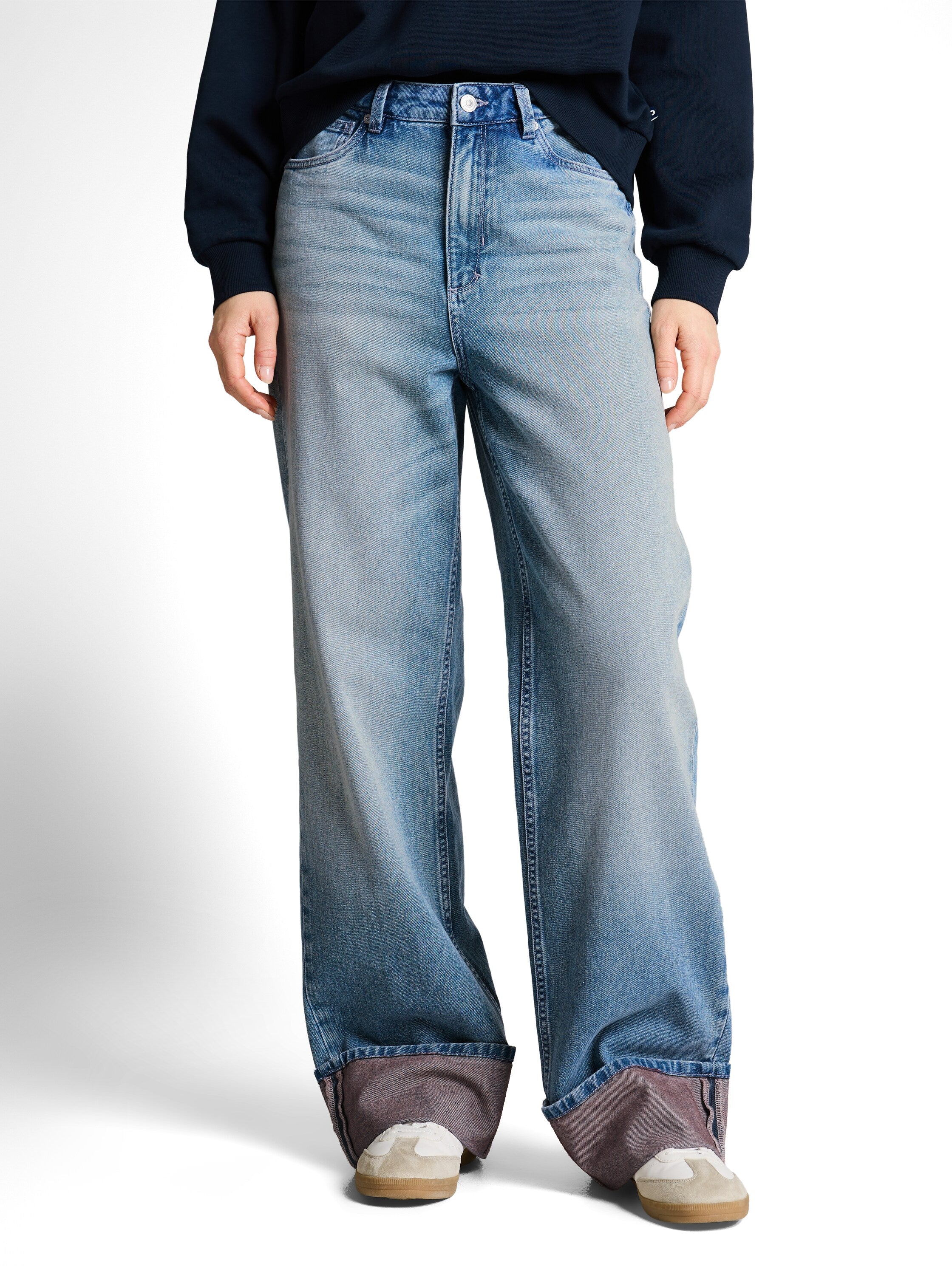 Tom Tailor Blue Wide Jeans With Turn Ups
