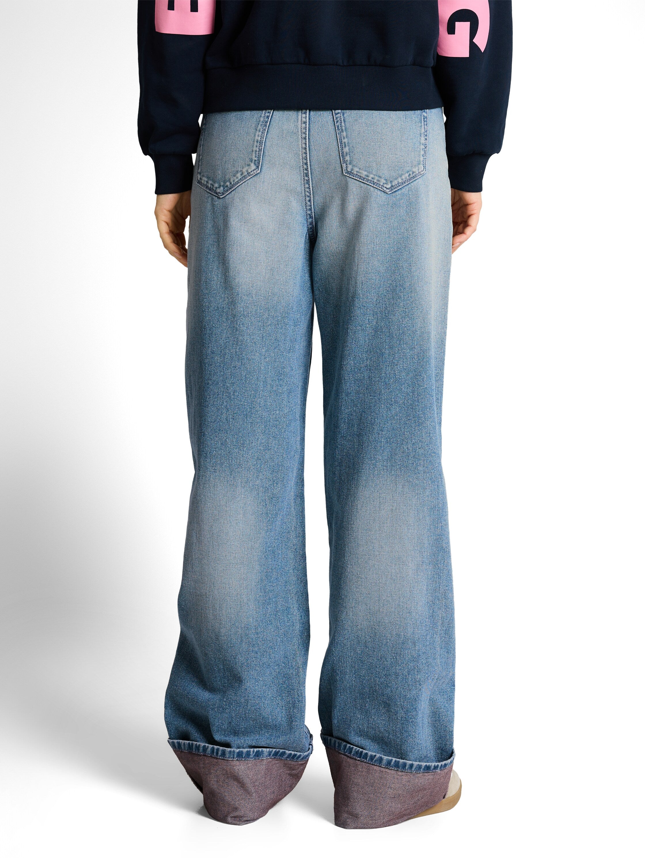 Tom Tailor Blue Wide Jeans With Turn Ups