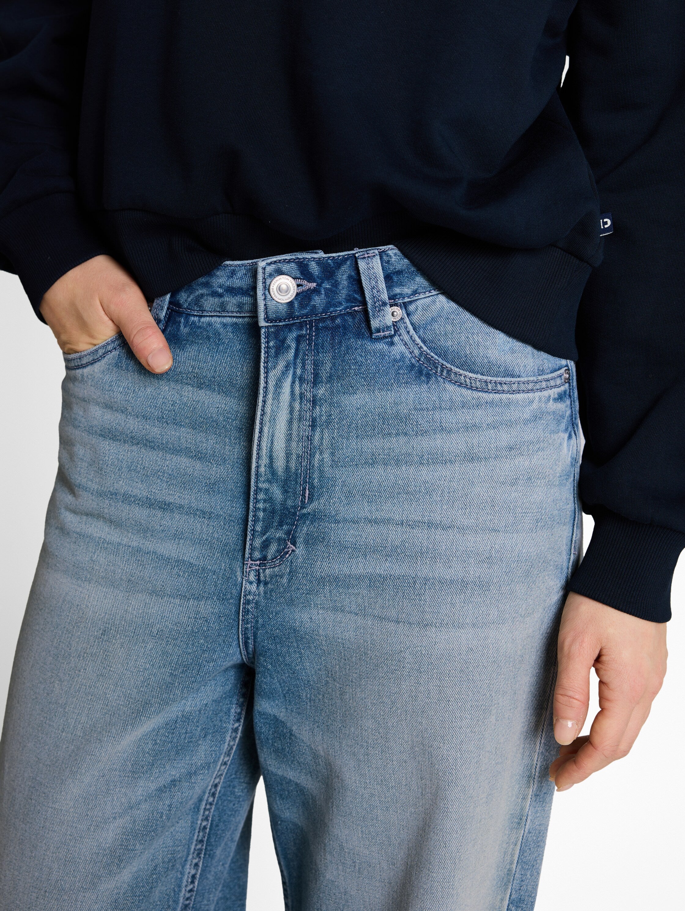 Tom Tailor Blue Wide Jeans With Turn Ups