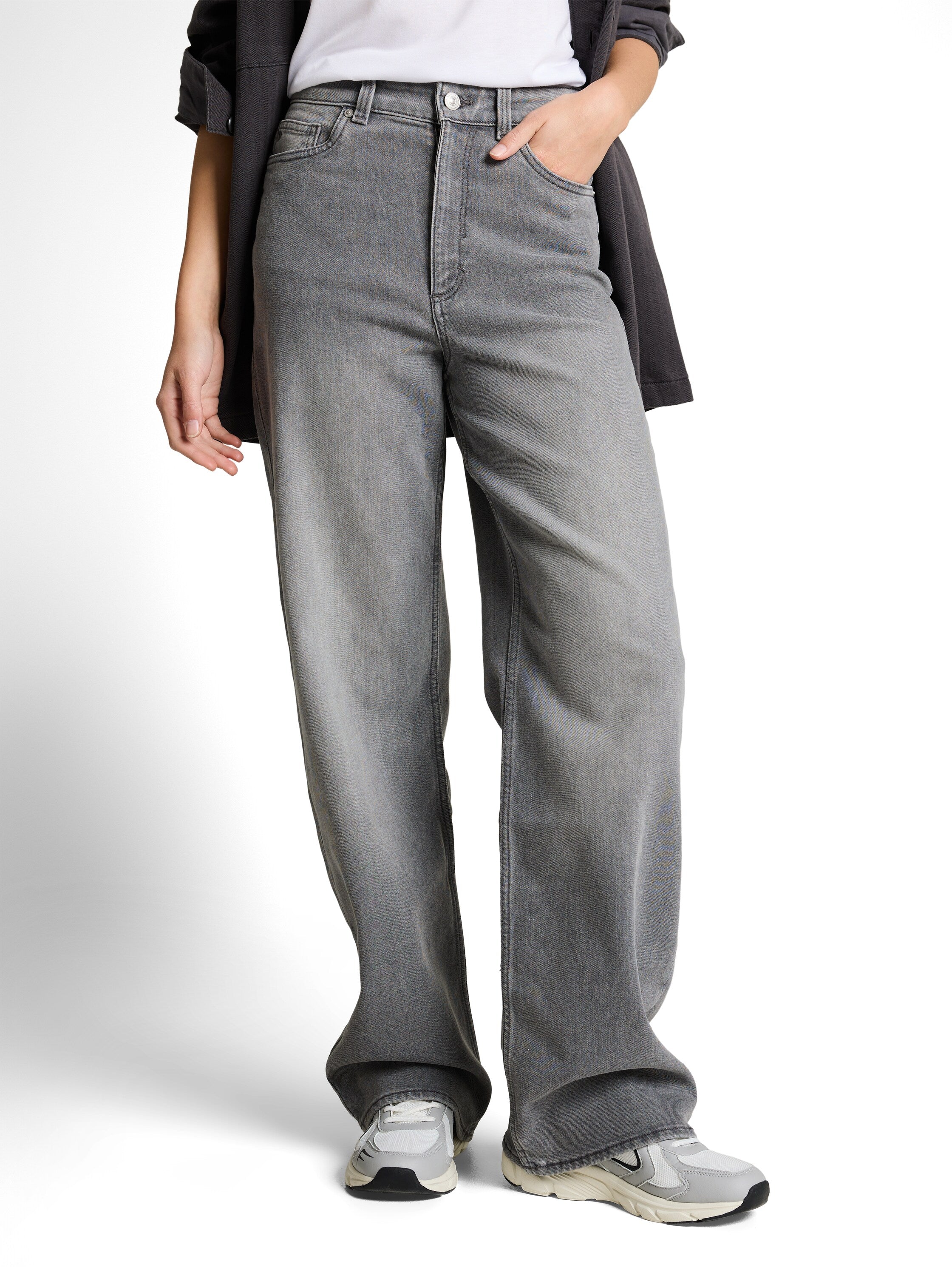 Tom Tailor Grey Wide Leg High Waisted Jeans