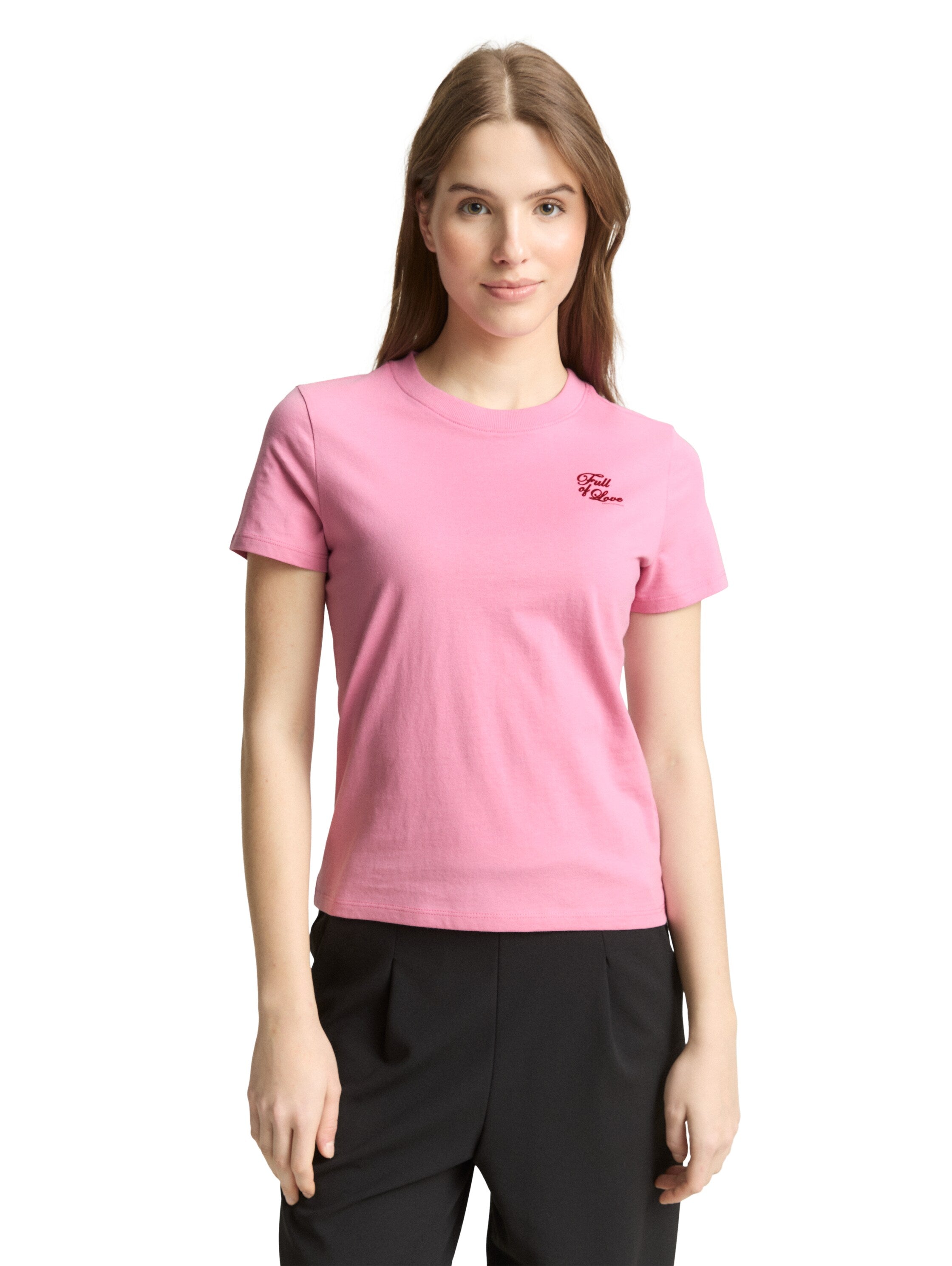 Tom Tailor Pink Full Of Love Print Design T-Shirt