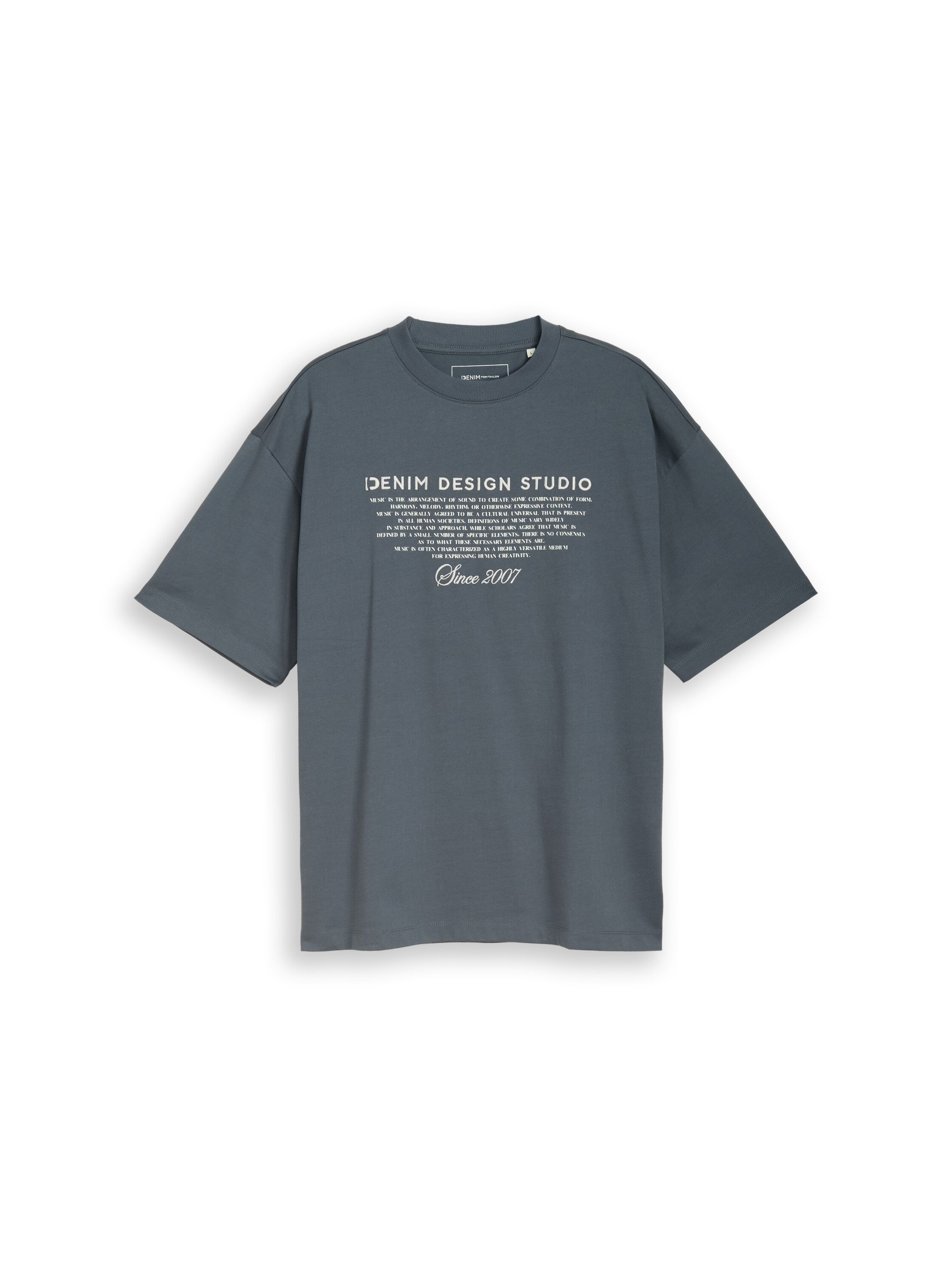 Tom Tailor Grey Oversized T-Shirt With Printed Design