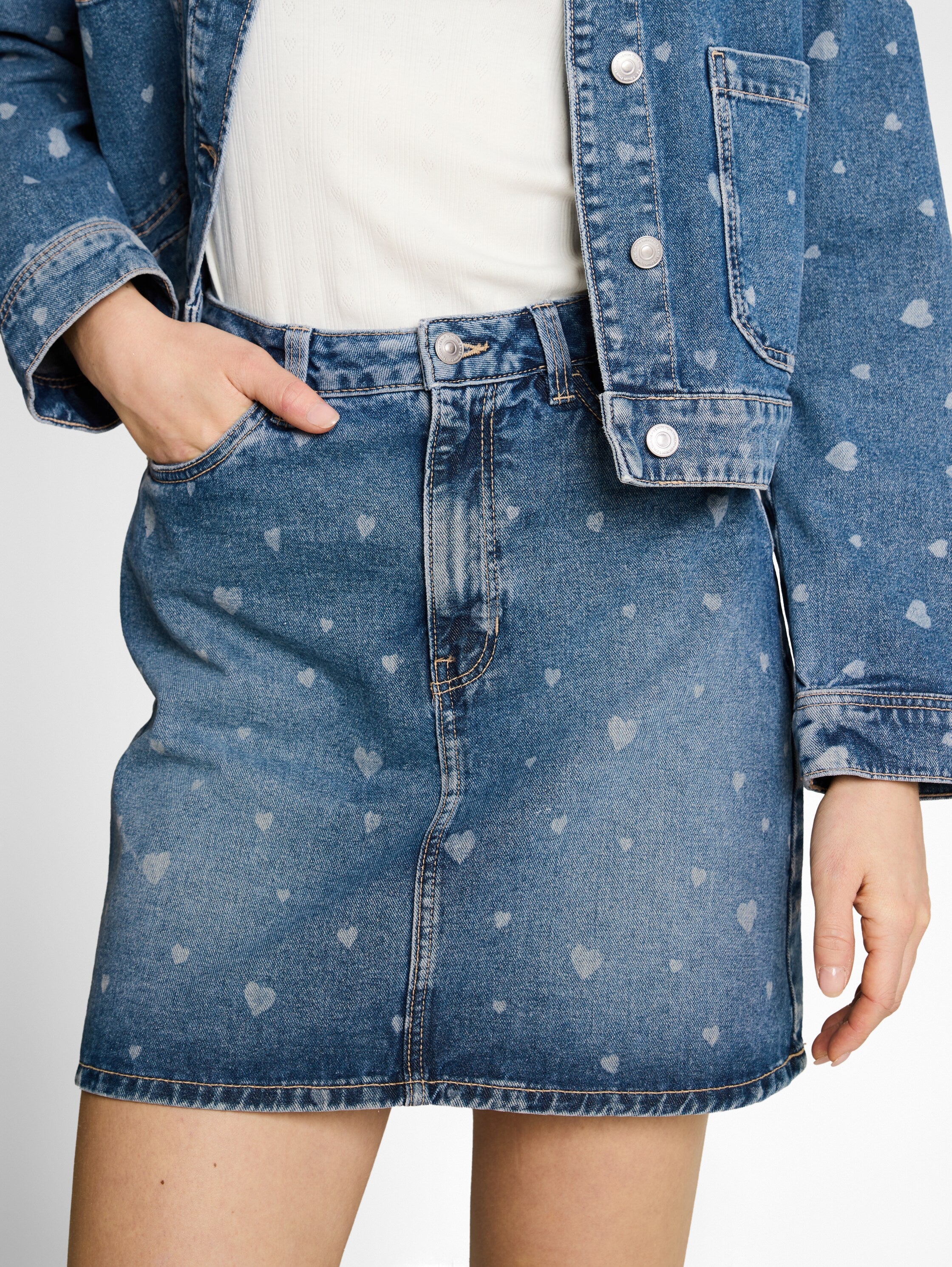 Tom Tailor Mini Denim Skirt With Heart Print