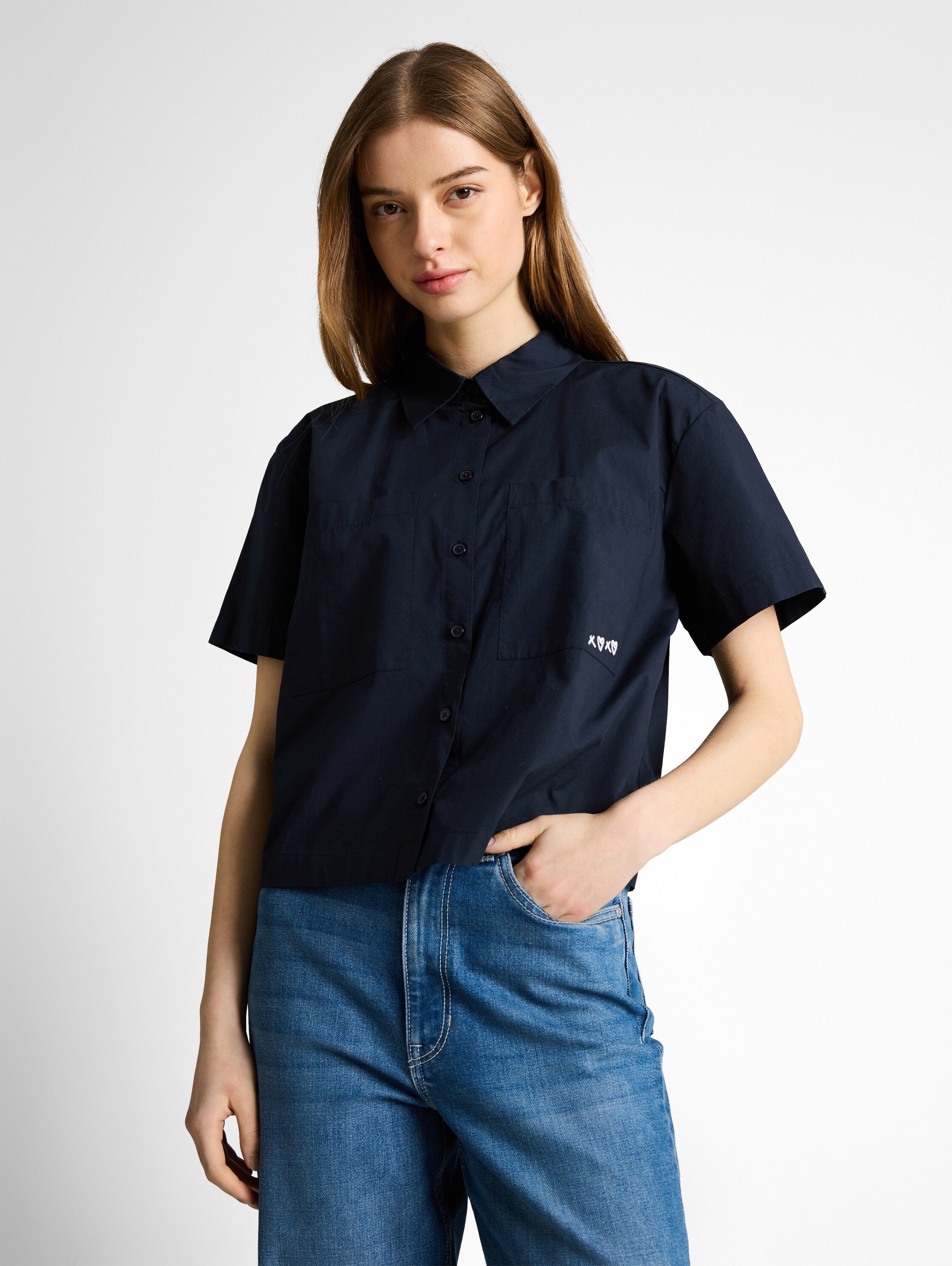 Tom Tailor Navy Boxy Fit Cotton Blouse