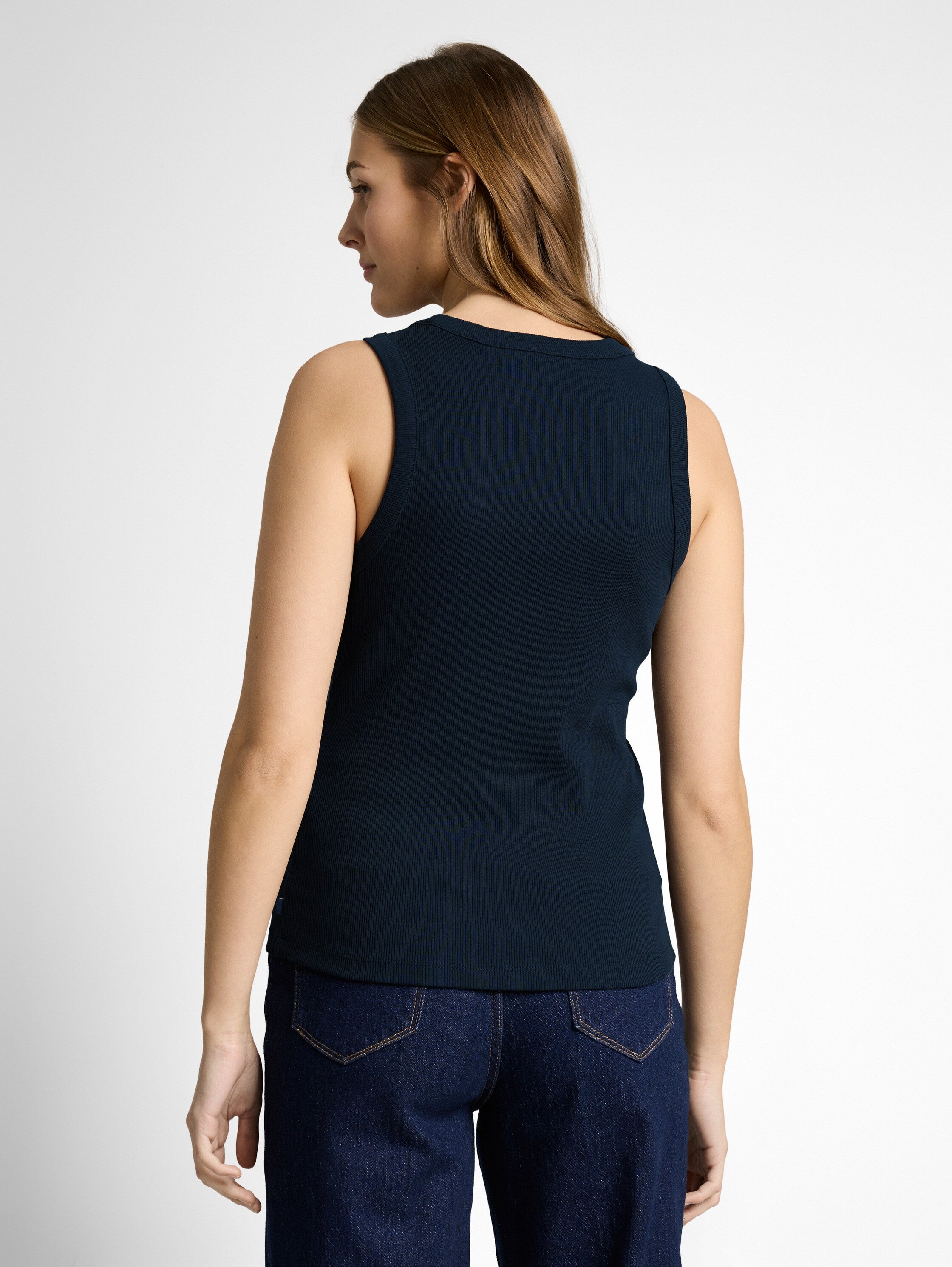 Tom Tailor Navy Slim-Fit Top With Ribbed Texture