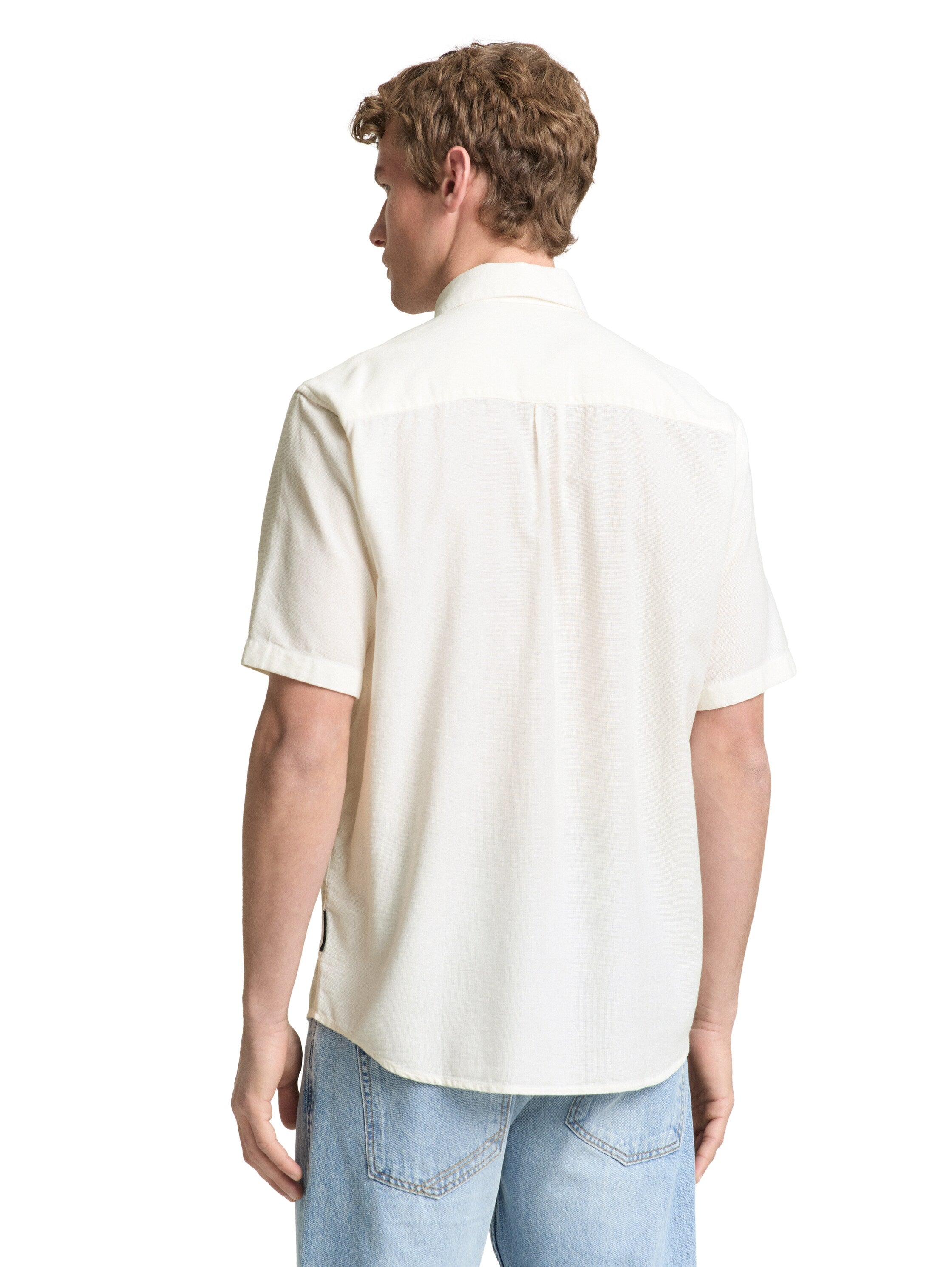 Tom Tailor White Relaxed Fit Short Sleeve Shirt With Breast Pocket