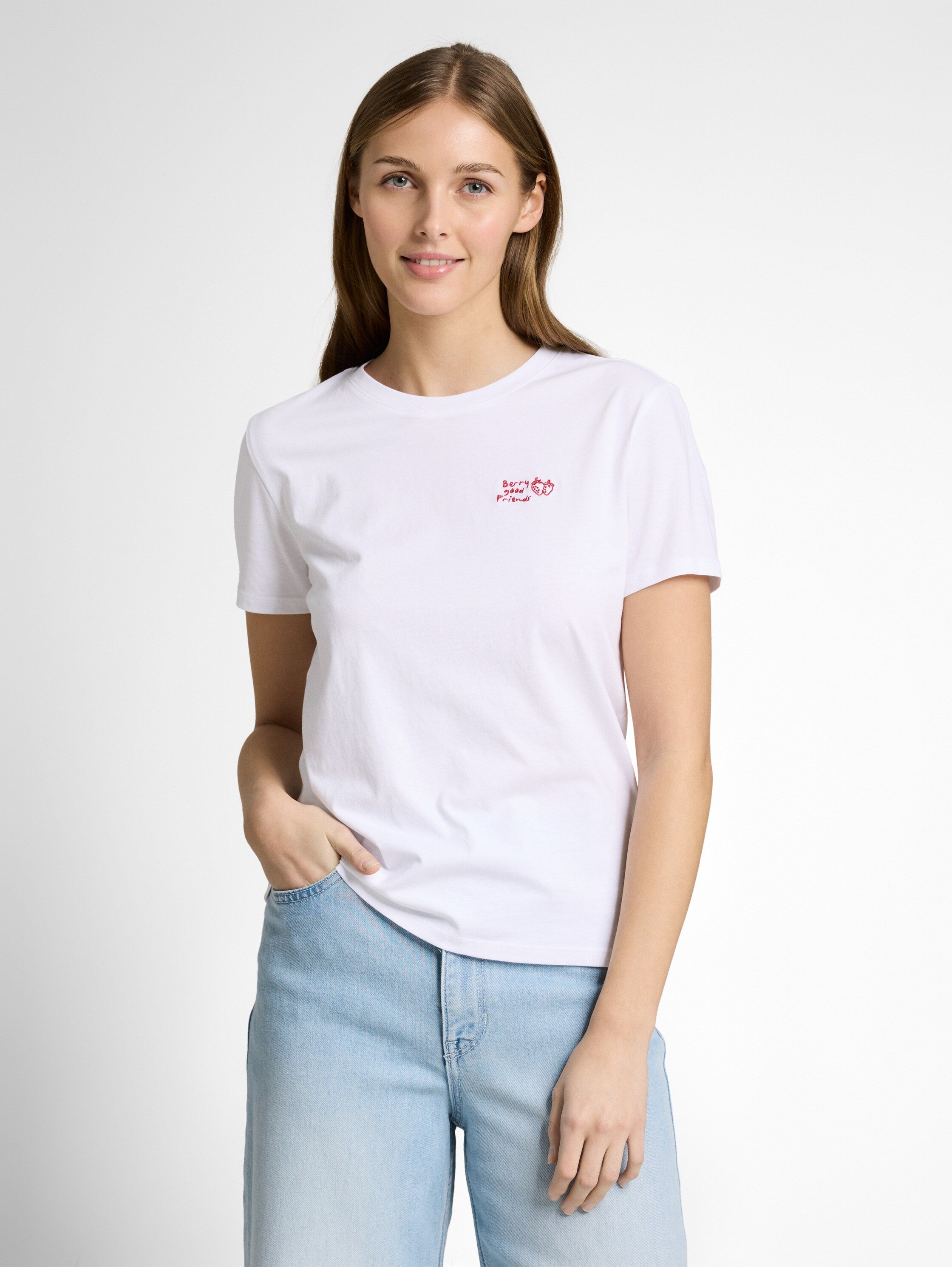 Tom Tailor White Short Sleeved T-Shirt With Printed Front Design