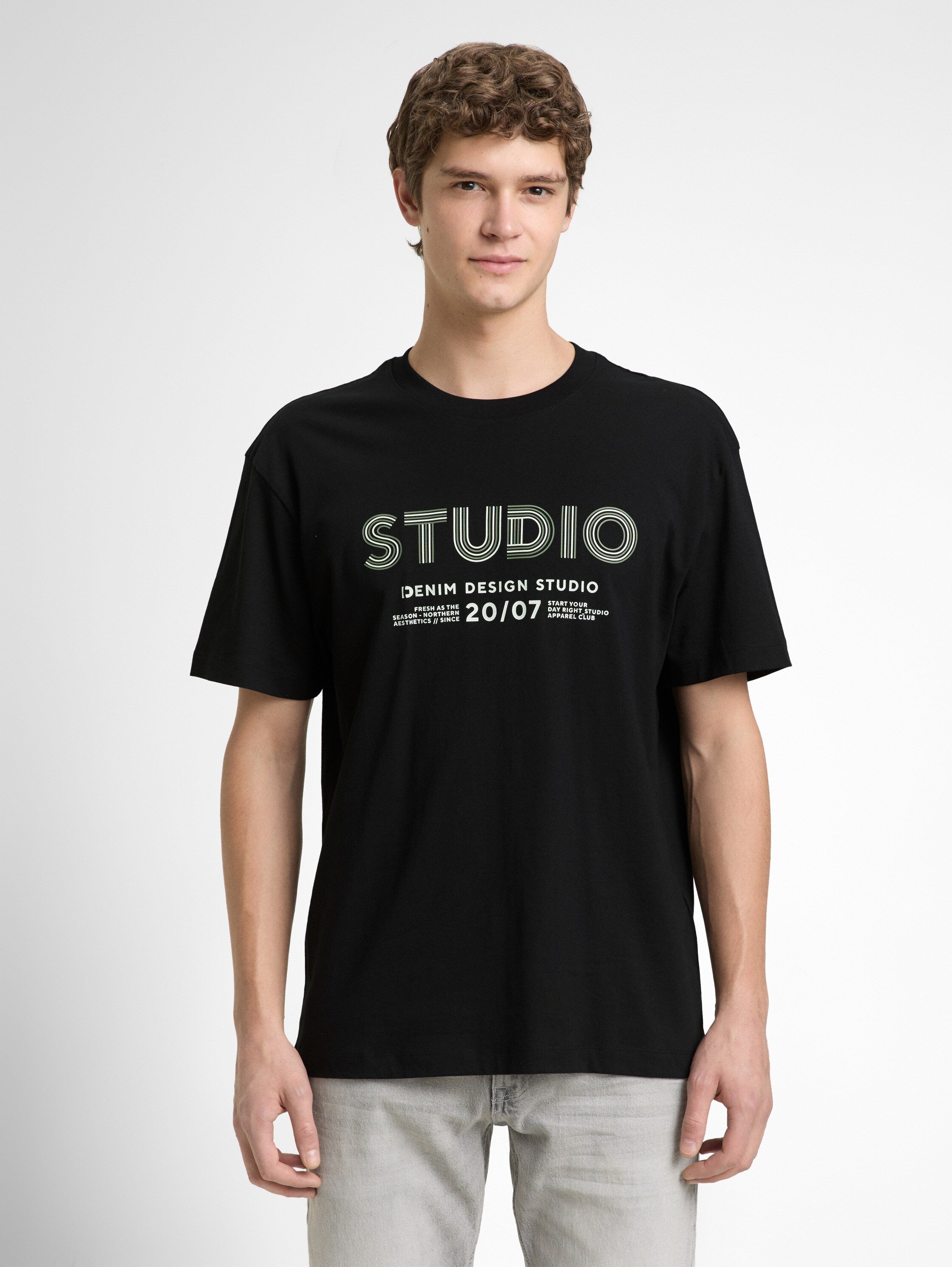 Tom Tailor Black Round Neck T-Shirt