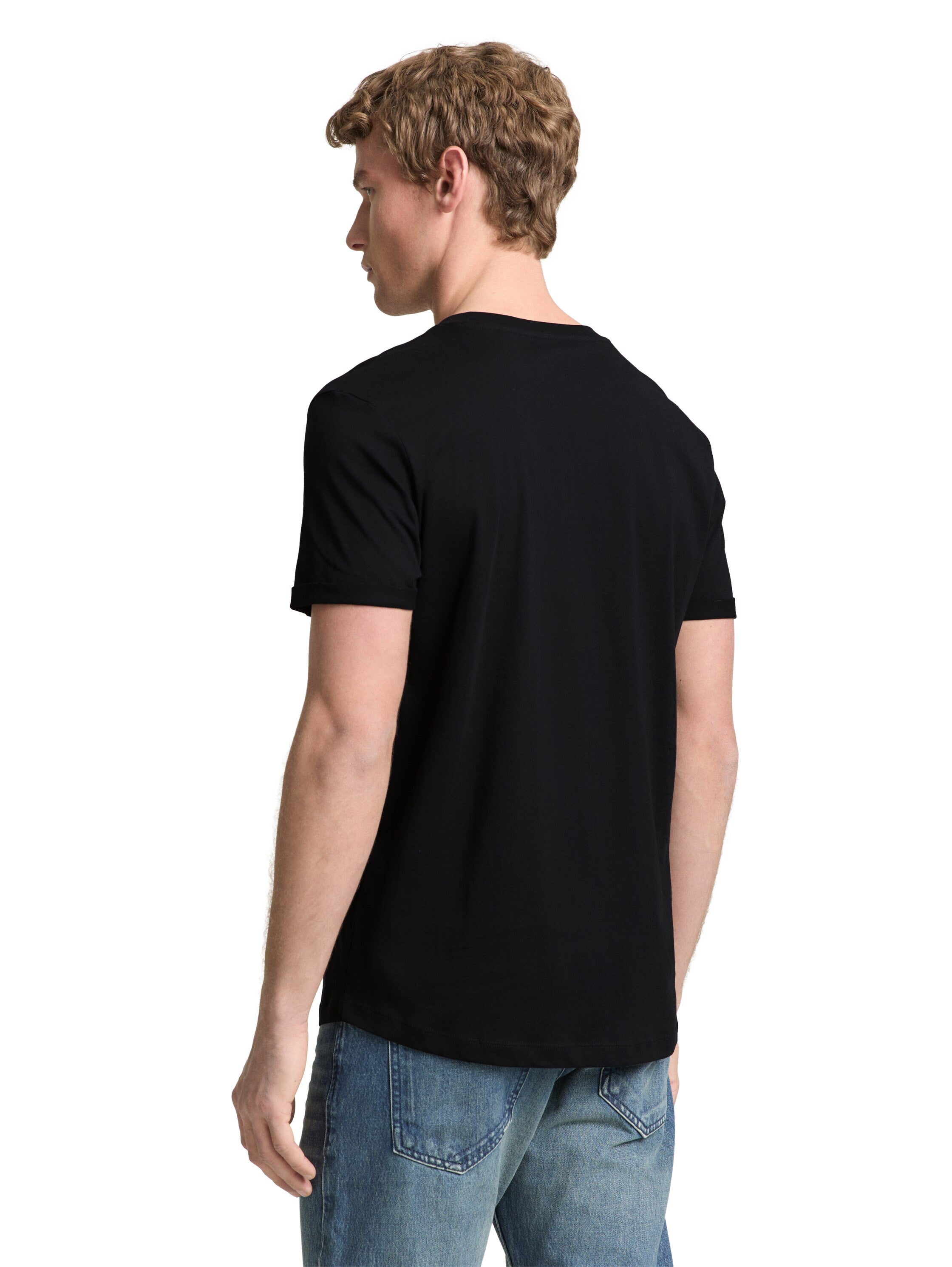 Tom Tailor Black Short Sleeved T-Shirt With Printed Logo