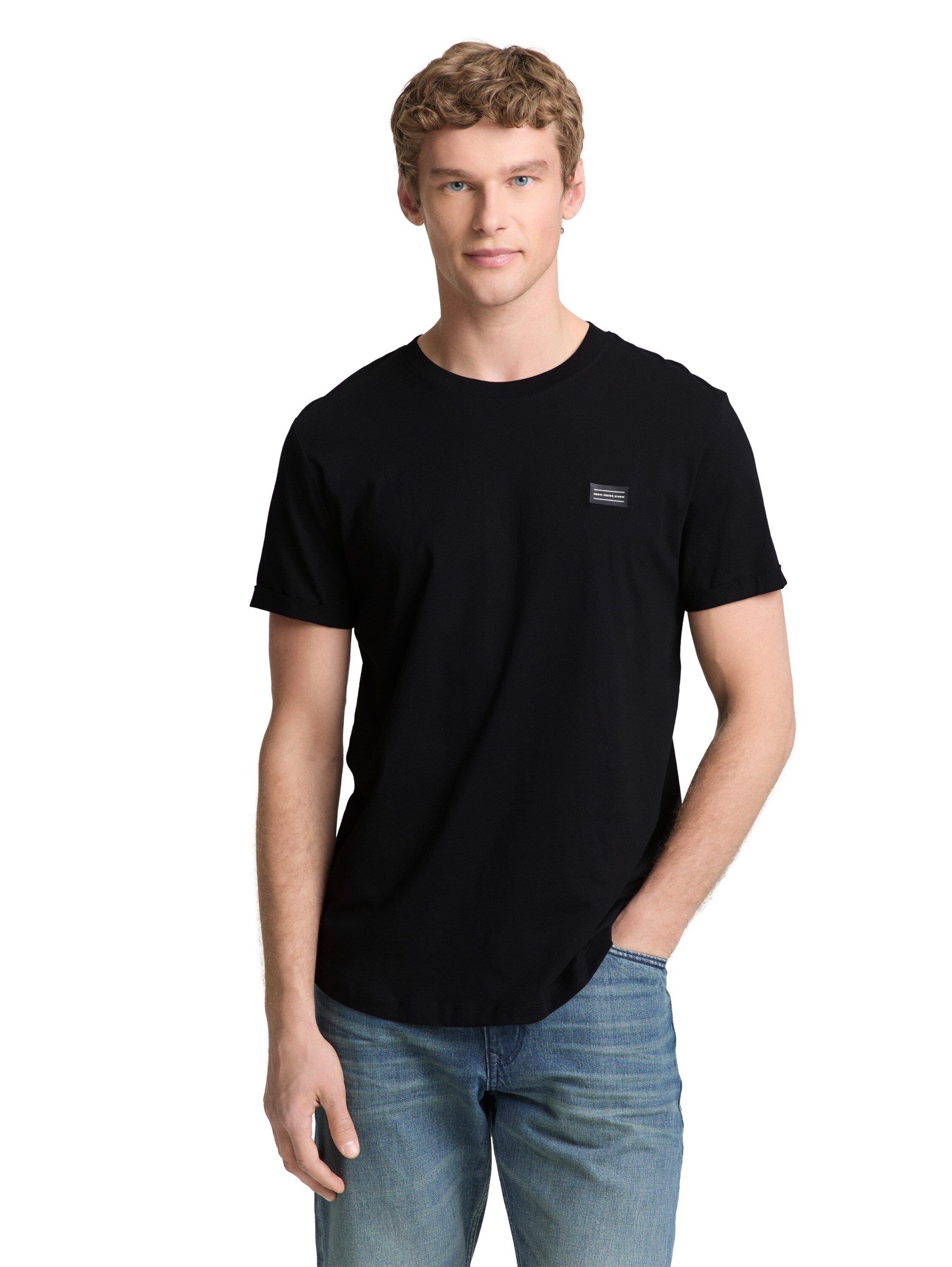 Tom Tailor Black Short Sleeved T-Shirt With Printed Logo