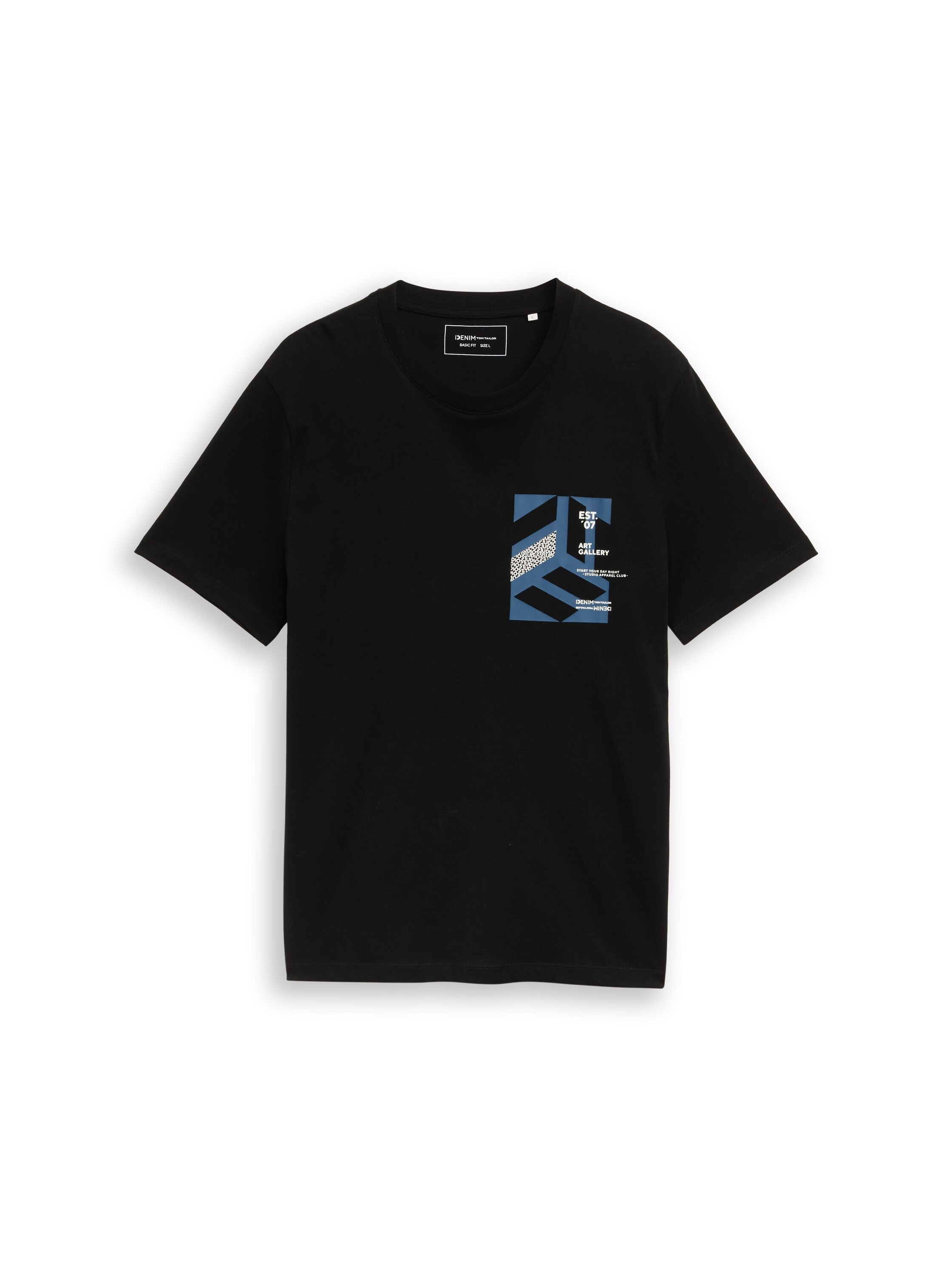 Tom Tailor Light Black Round Neck T-Shirt With Printed Design