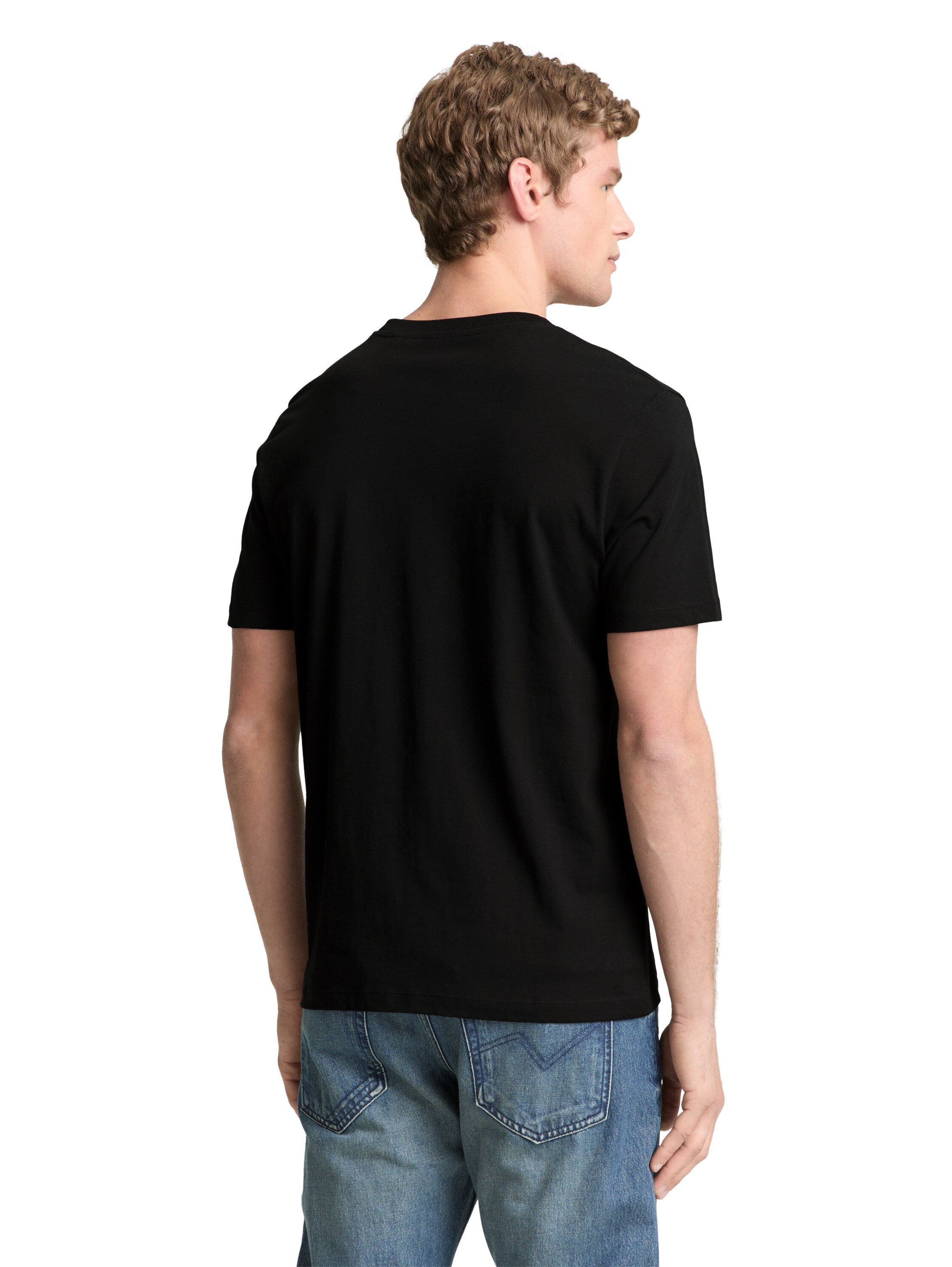 Tom Tailor Light Black Round Neck T-Shirt With Printed Design