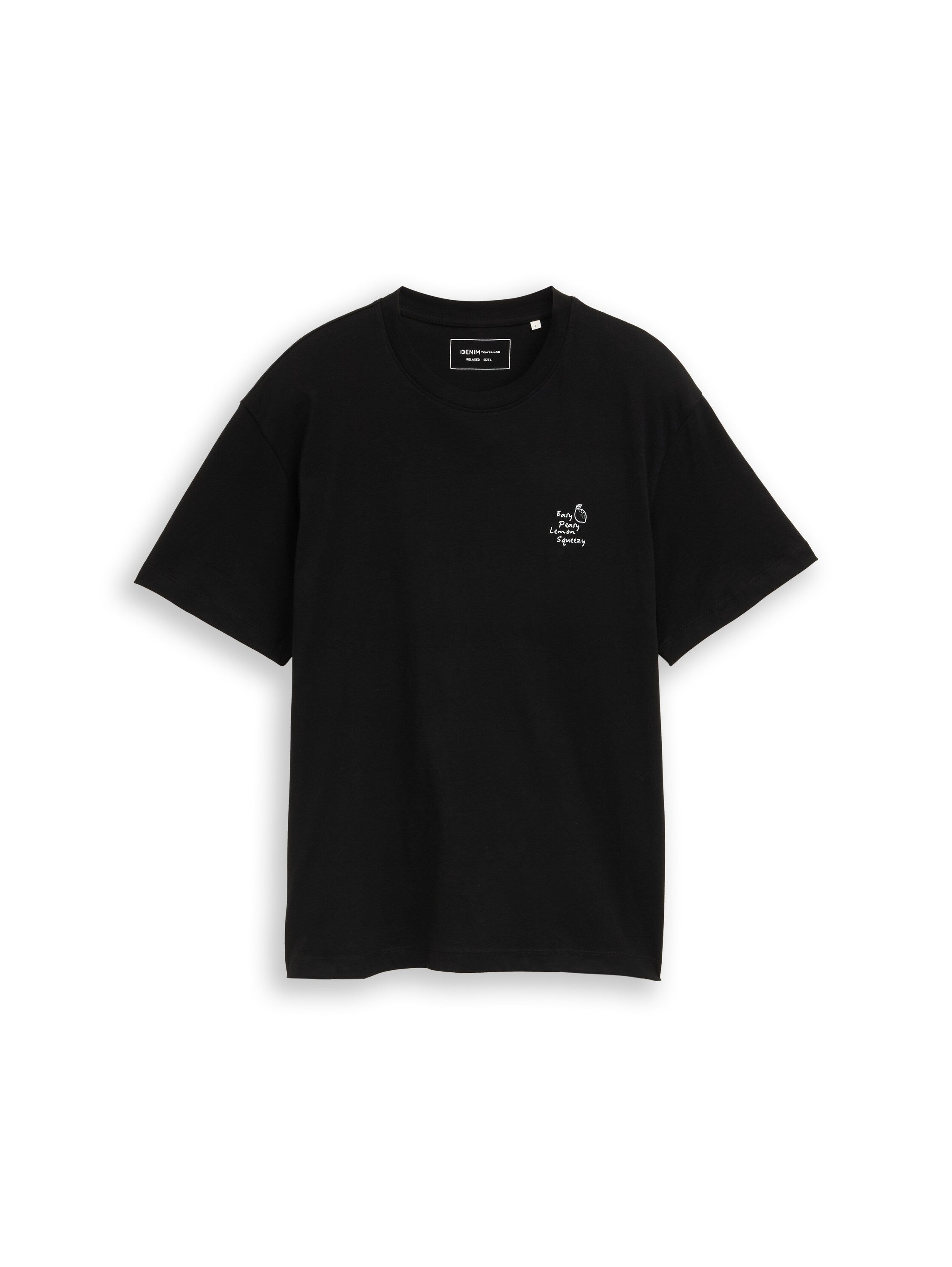 Tom Tailor Black White Relaxed Fit Cotton T-shirt