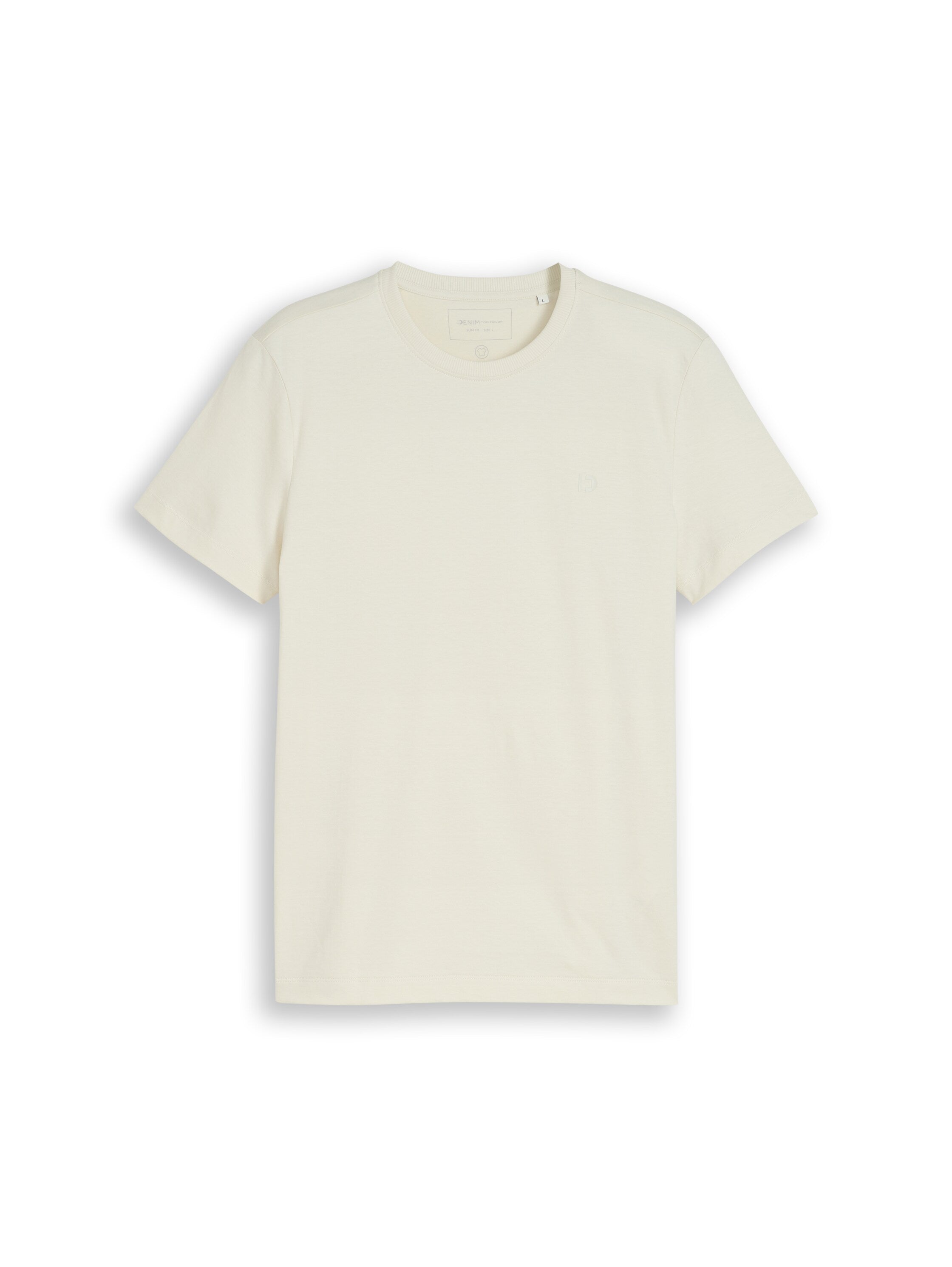 Tom Tailor Off White Slim Fit Cotton T-Shirt