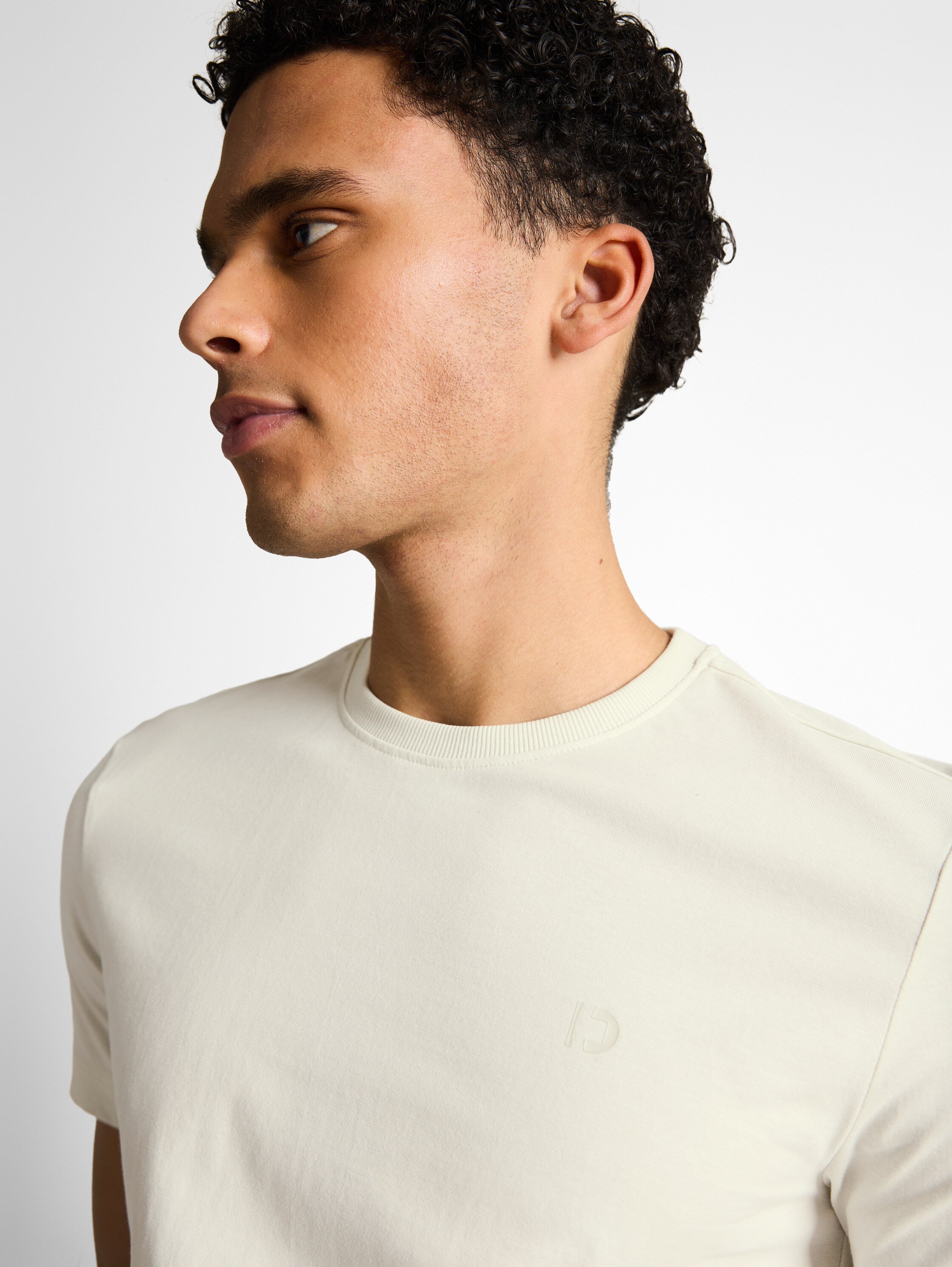 Tom Tailor Off White Slim Fit Cotton T-Shirt