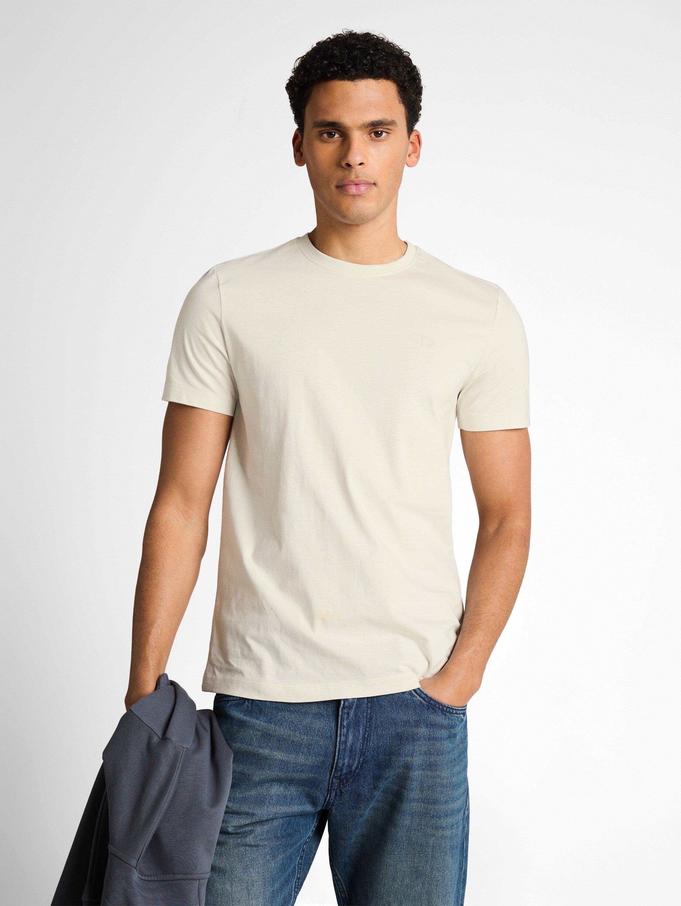 Tom Tailor Off White Slim Fit Cotton T-Shirt