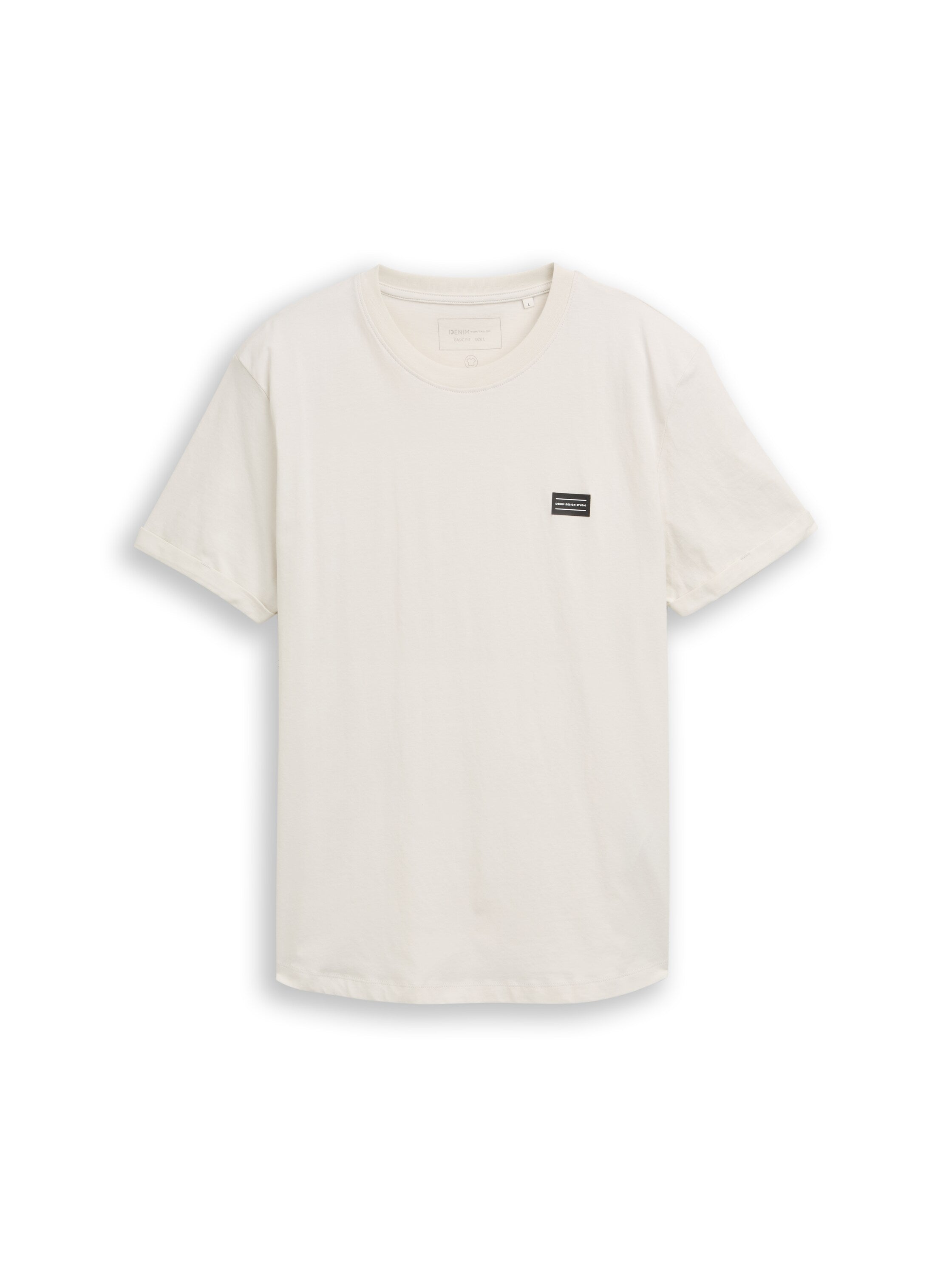 Tom Tailor Greyish White Short Sleeved T-Shirt With Printed Logo