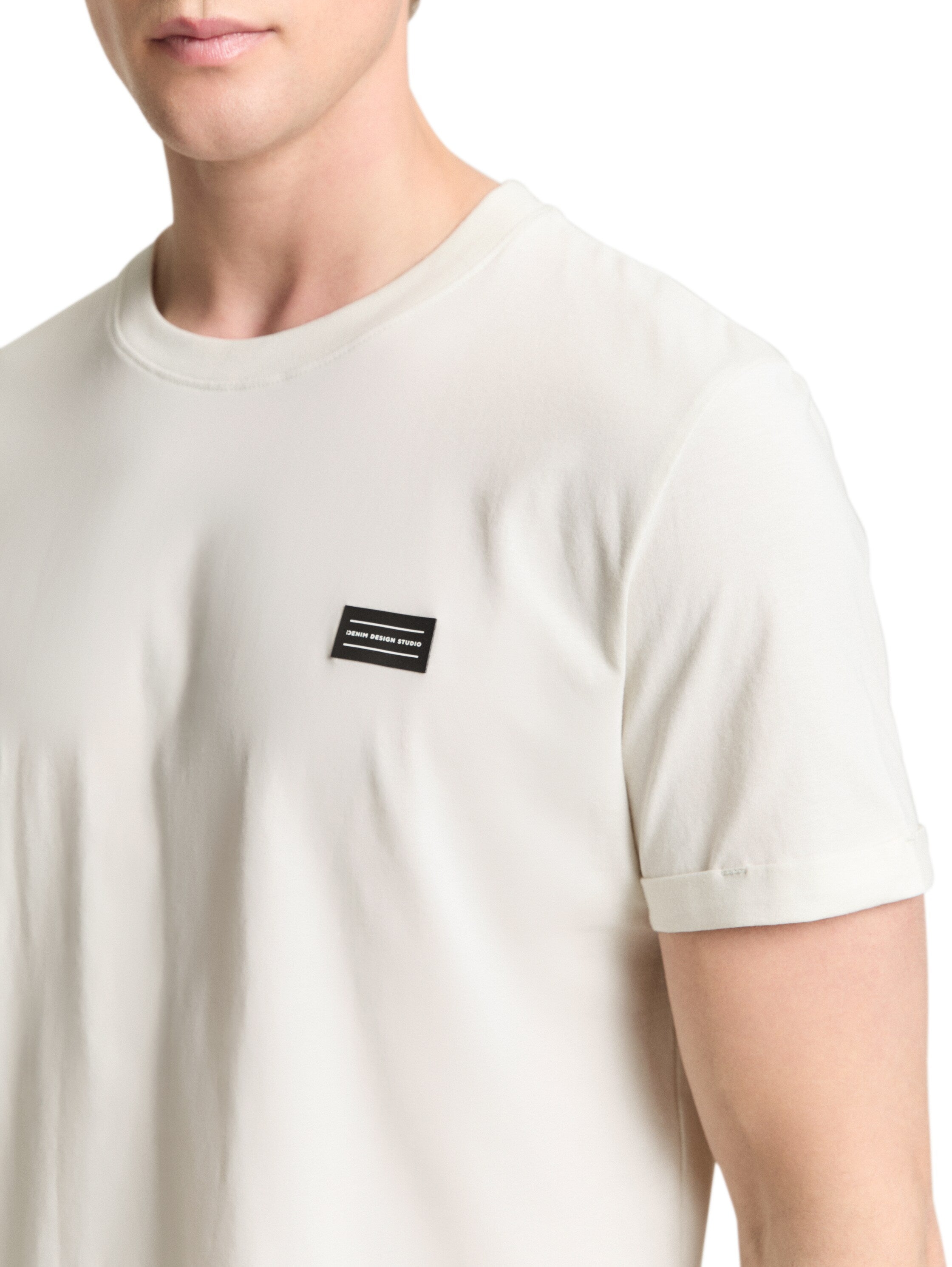 Tom Tailor Greyish White Short Sleeved T-Shirt With Printed Logo