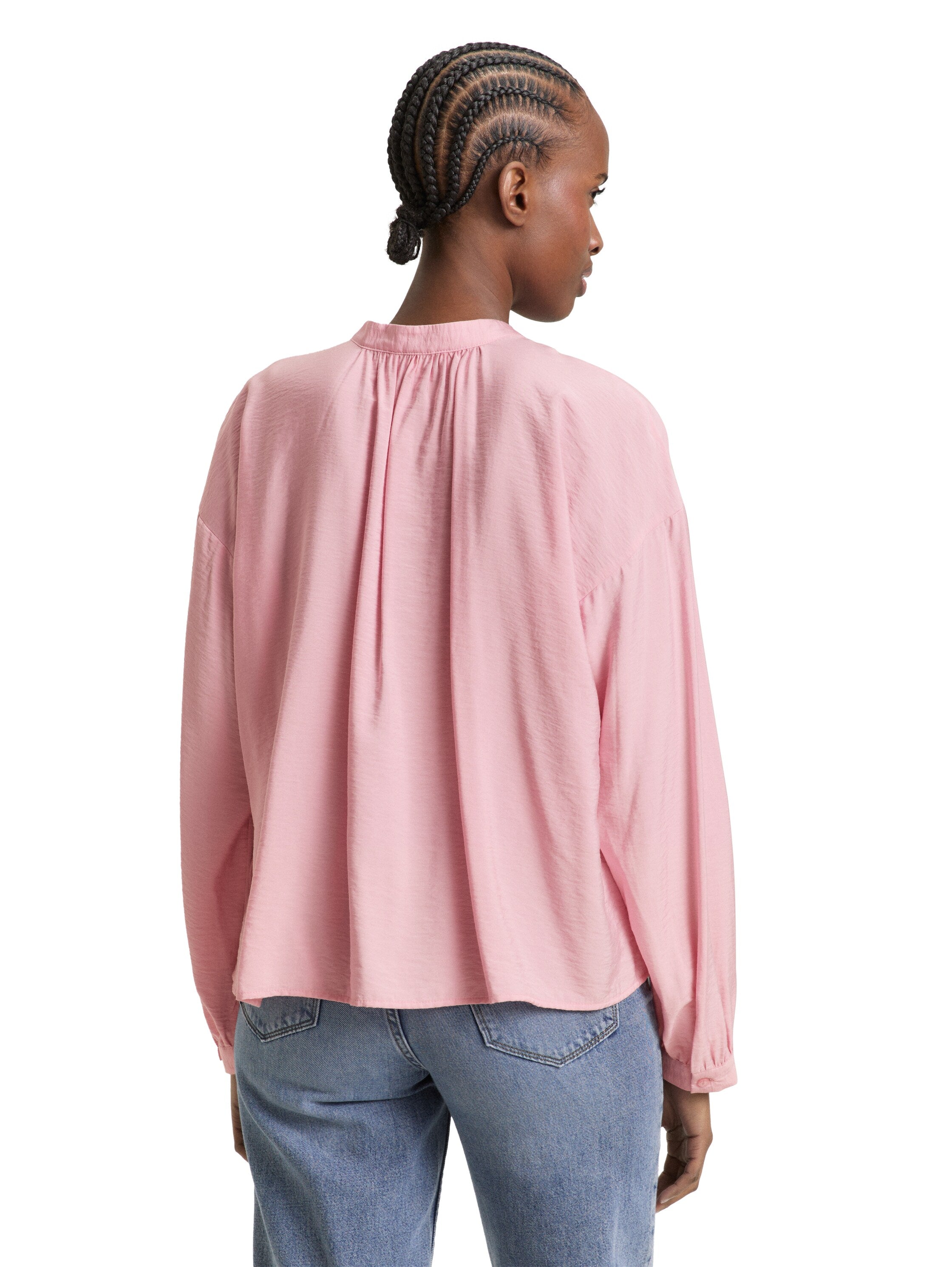 Tom Tailor Flowy Pink Shirt With Long Sleeved