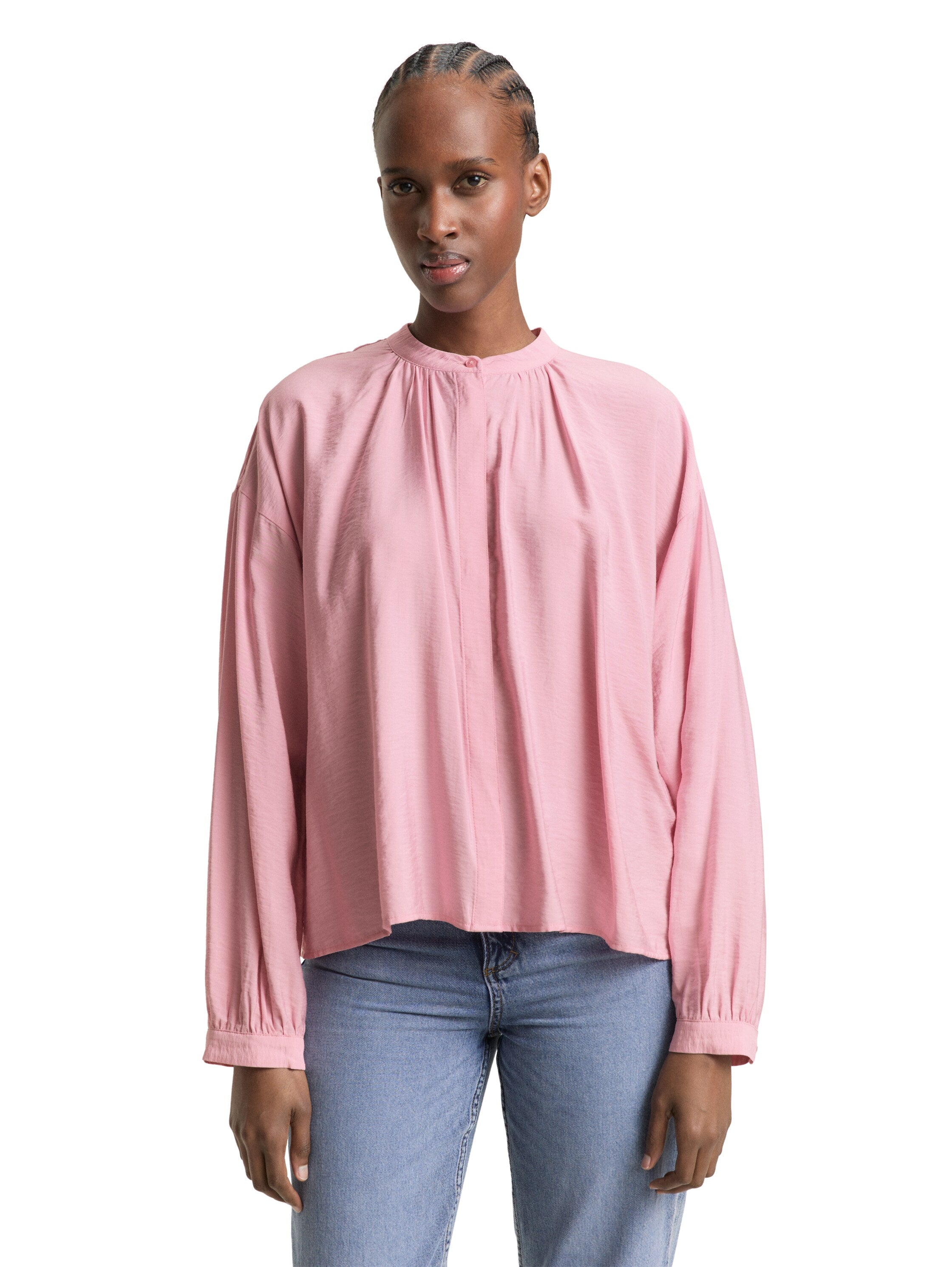 Tom Tailor Flowy Pink Shirt With Long Sleeved