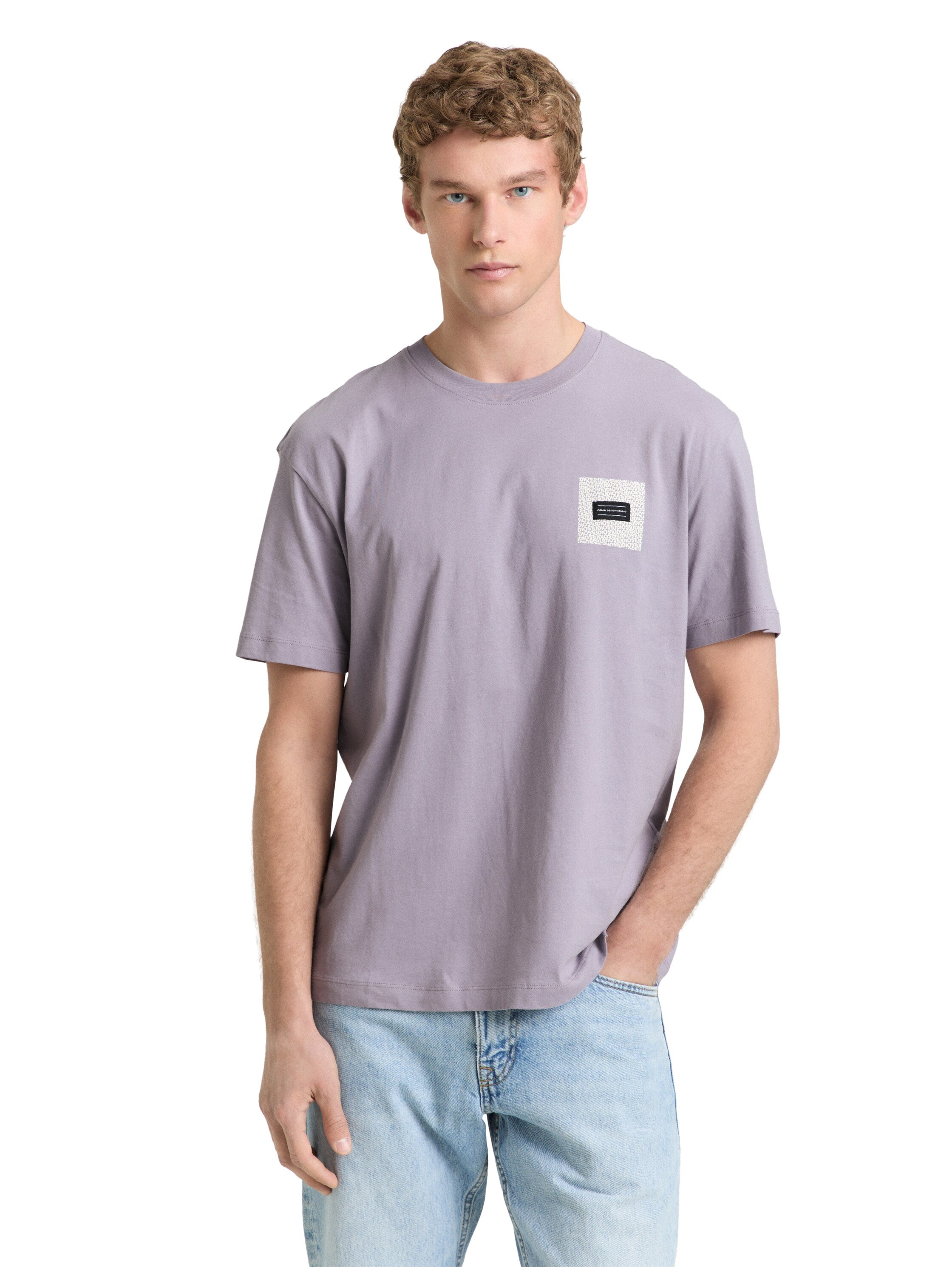 Tom Tailor Lilac Grey Round Neck T-Shirt With Back Printed Design