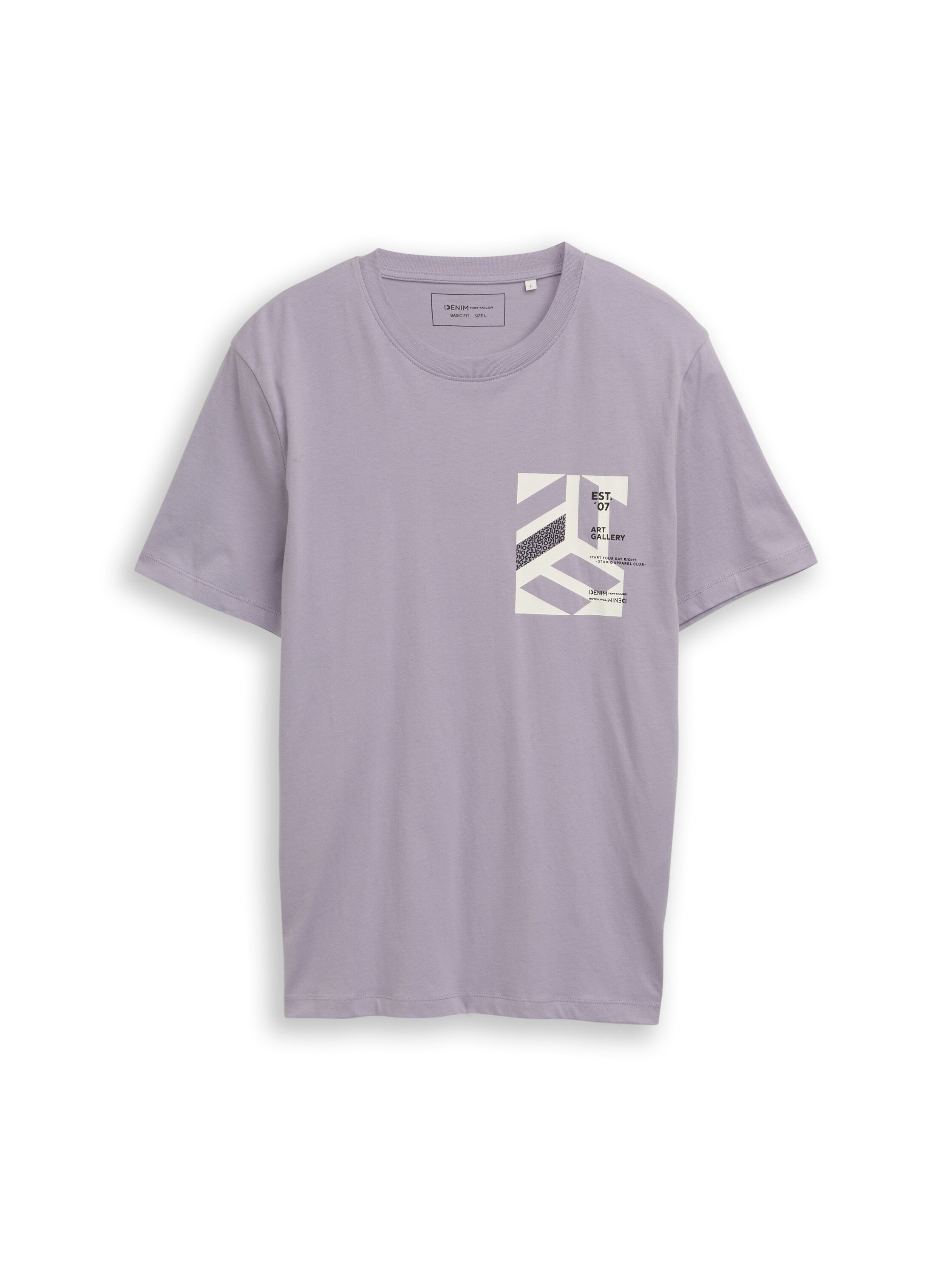 Tom Tailor Lilac Grey Round Neck T-Shirt With Printed Design