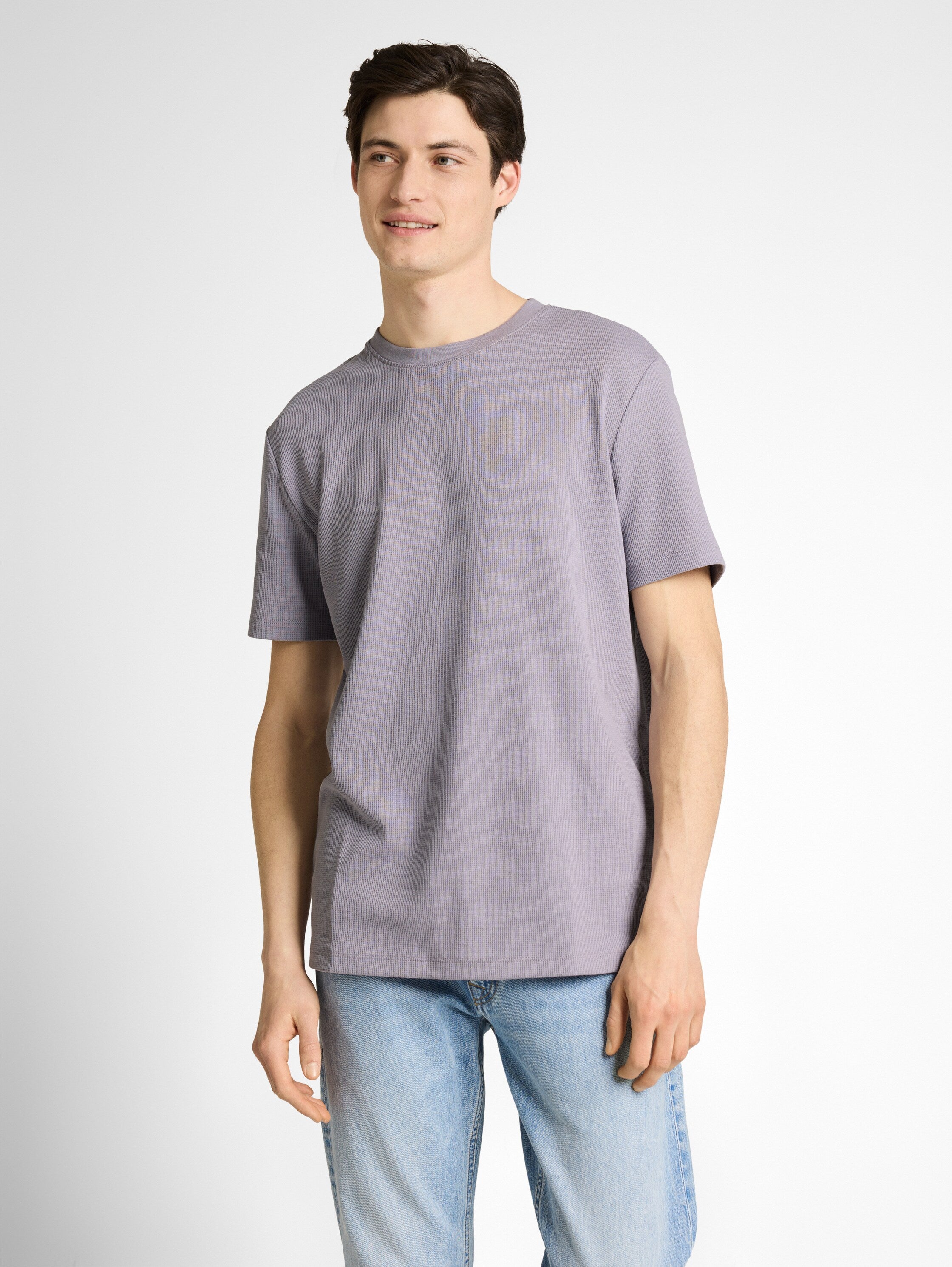 Tom Tailor Lilac Grey T-Shirt With Waffle Texture