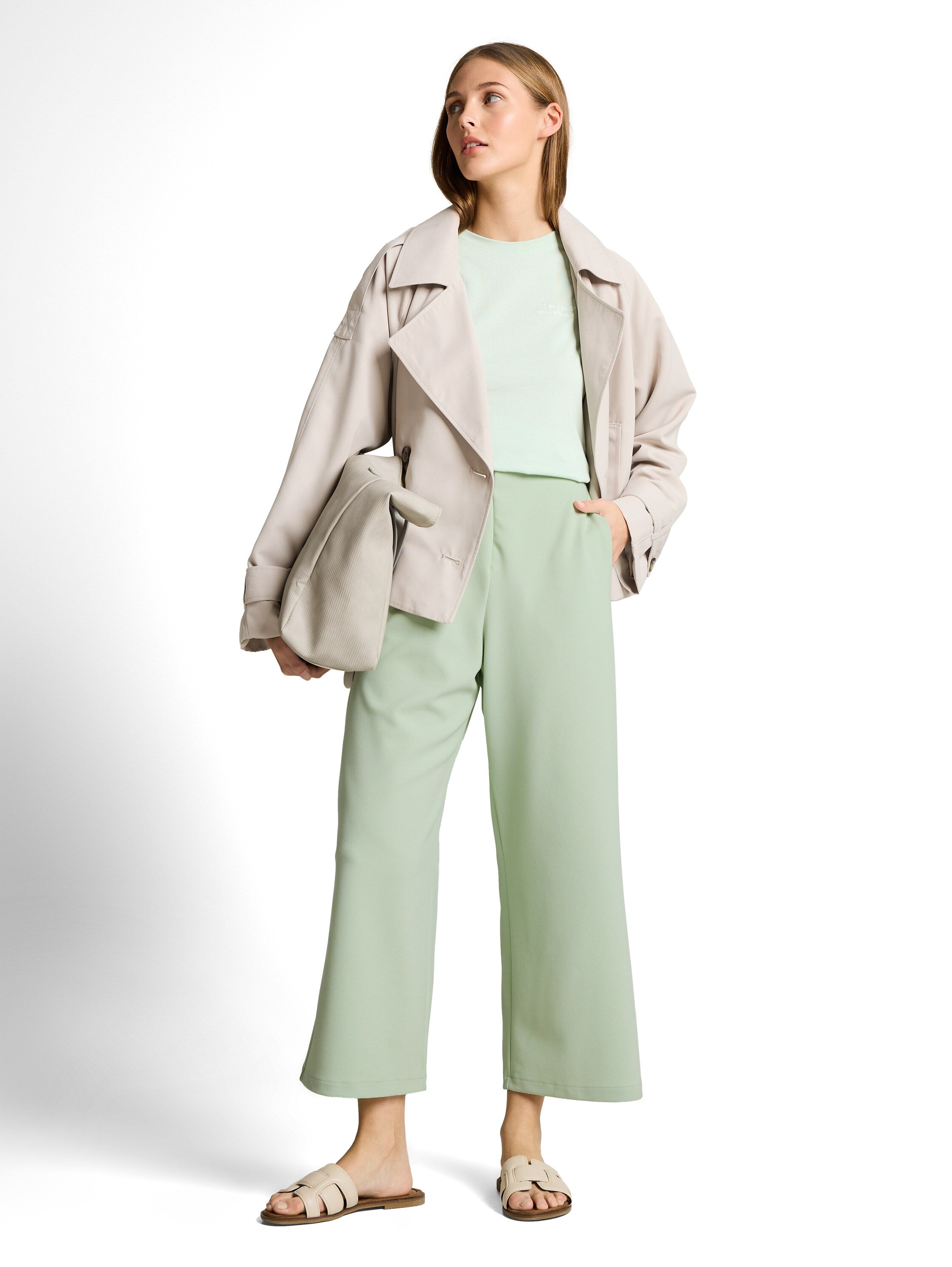 Tom Tailor Mint Ankle Length Wide Leg Pants